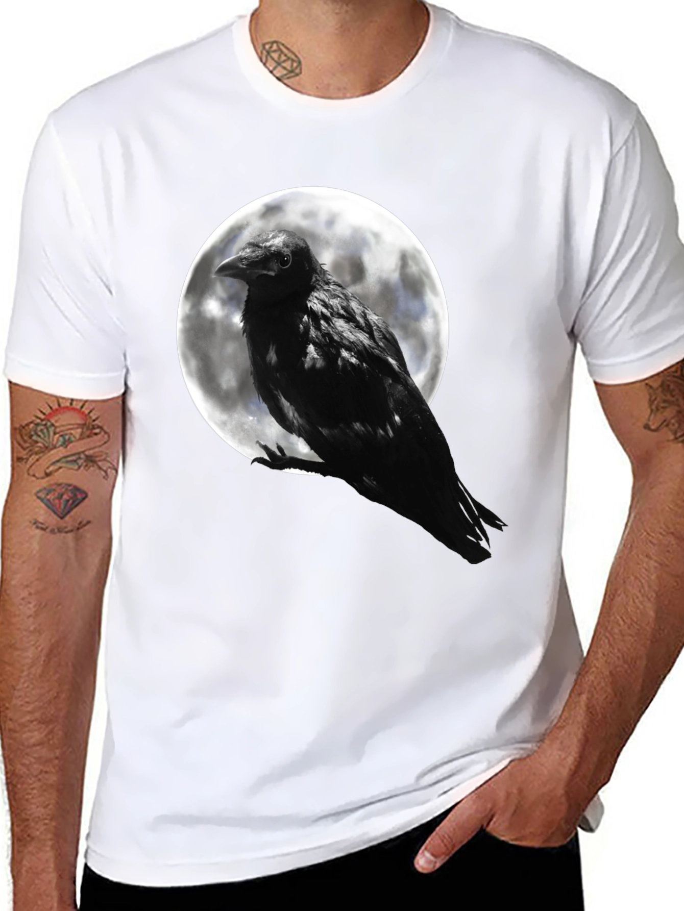 Raven Moon T-Shirt - Gothic Black Crow Tee