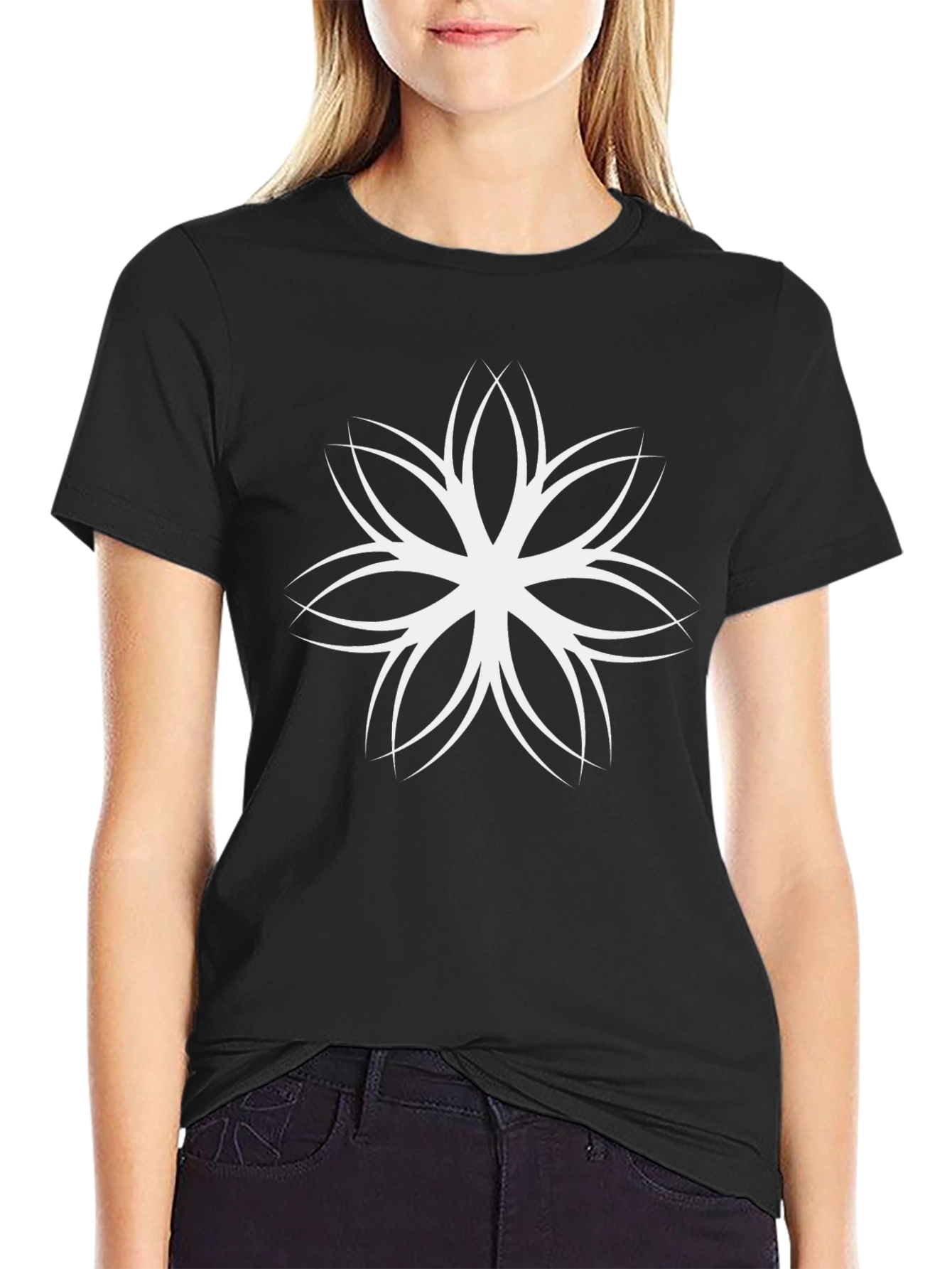 Floral Mandala Black T-Shirt