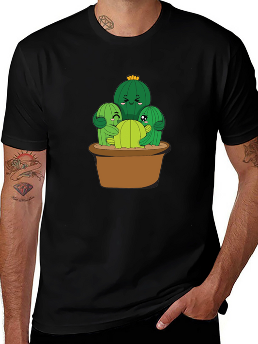 Cactus Family T-Shirt - Hugging Cacti in Pot Graphic Tee