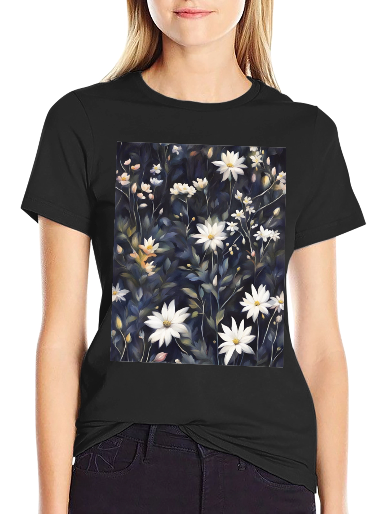 Floral Print T-Shirt - Elegant Botanical Design
