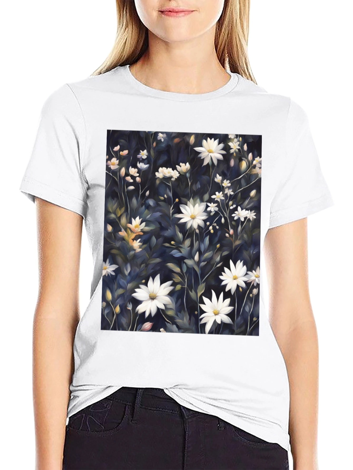 Floral Print T-Shirt - Elegant Botanical Design
