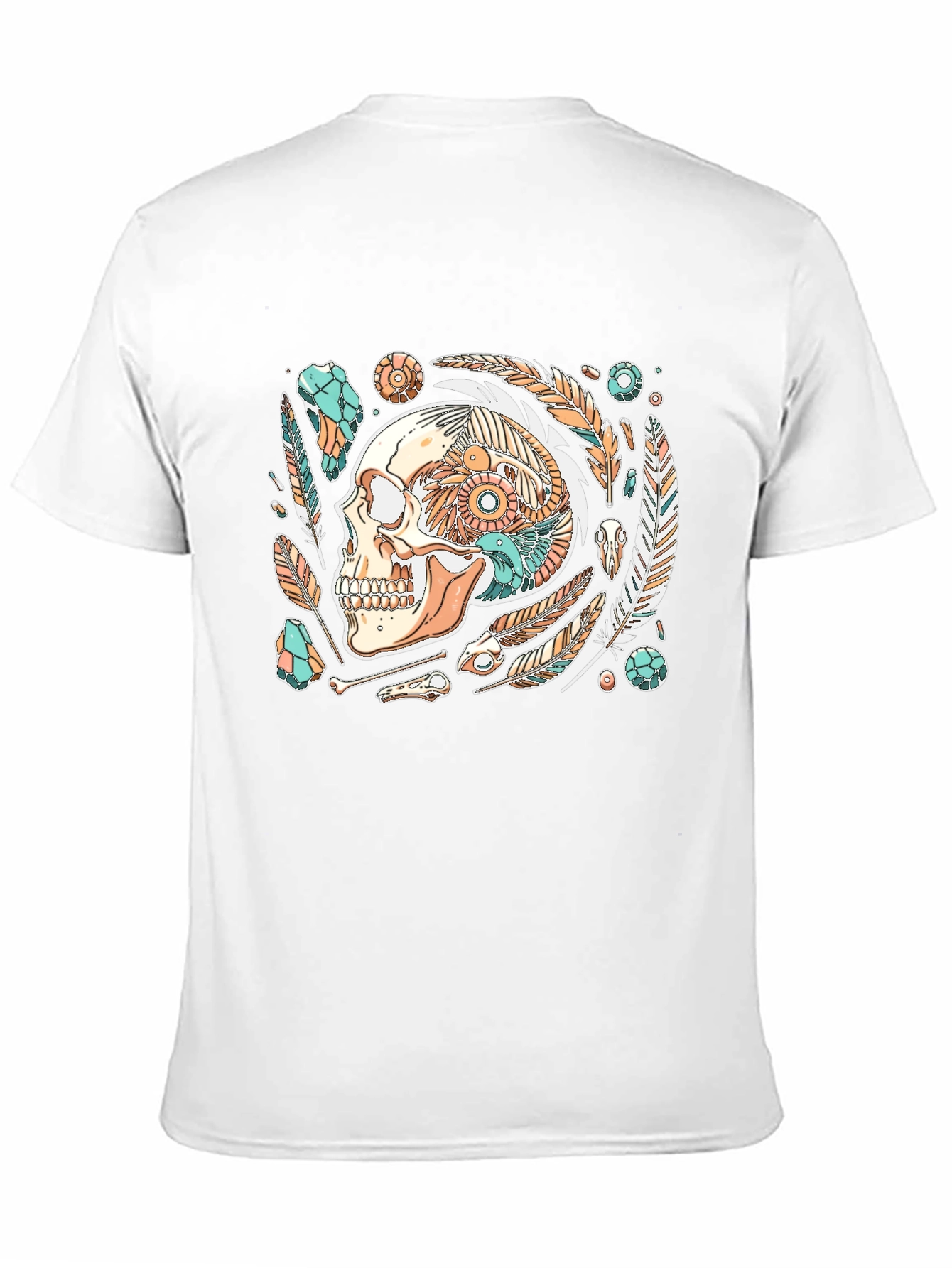 Skull & Feather Graphic Print Black T-Shirt