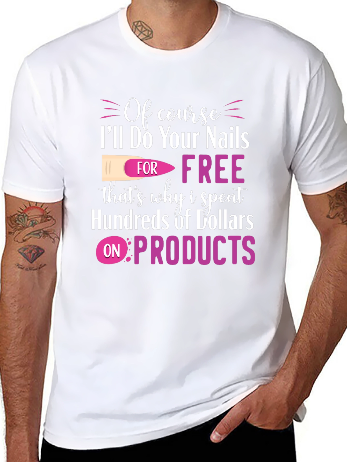 Funny Nail Technician T-Shirt - Free Nails