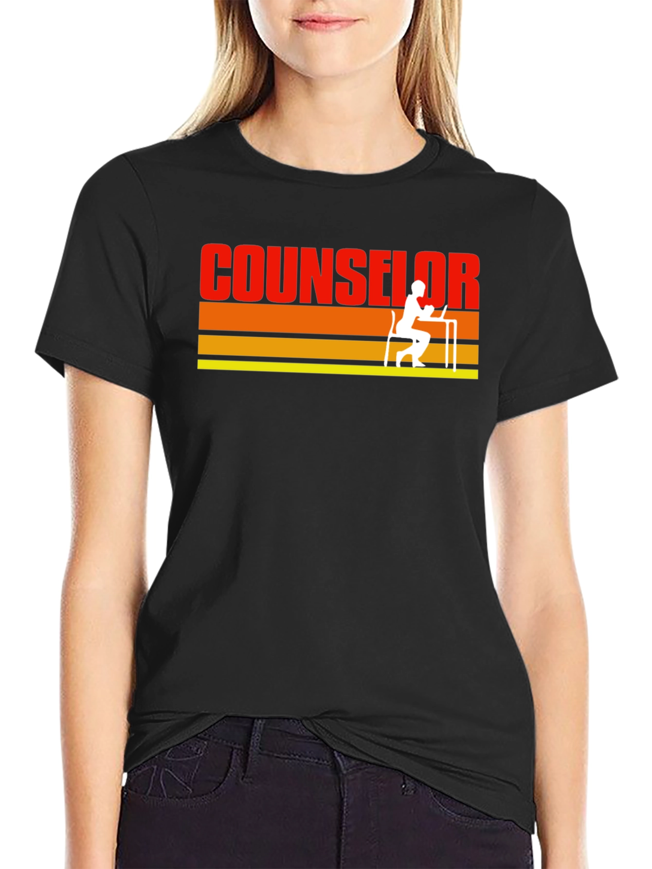 Counselor Retro Striped T-Shirt - Black