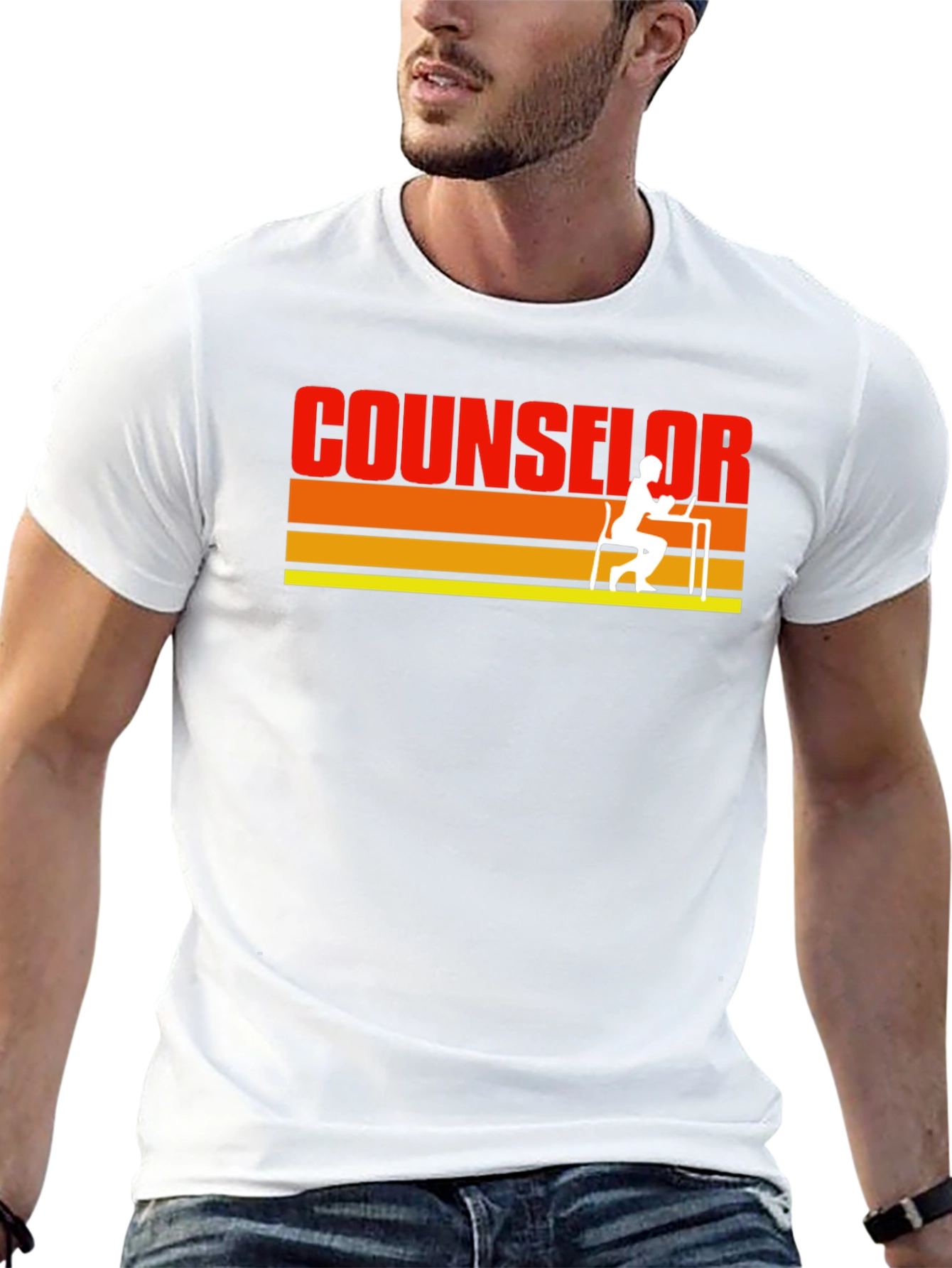 Counselor Retro Striped T-Shirt - Black