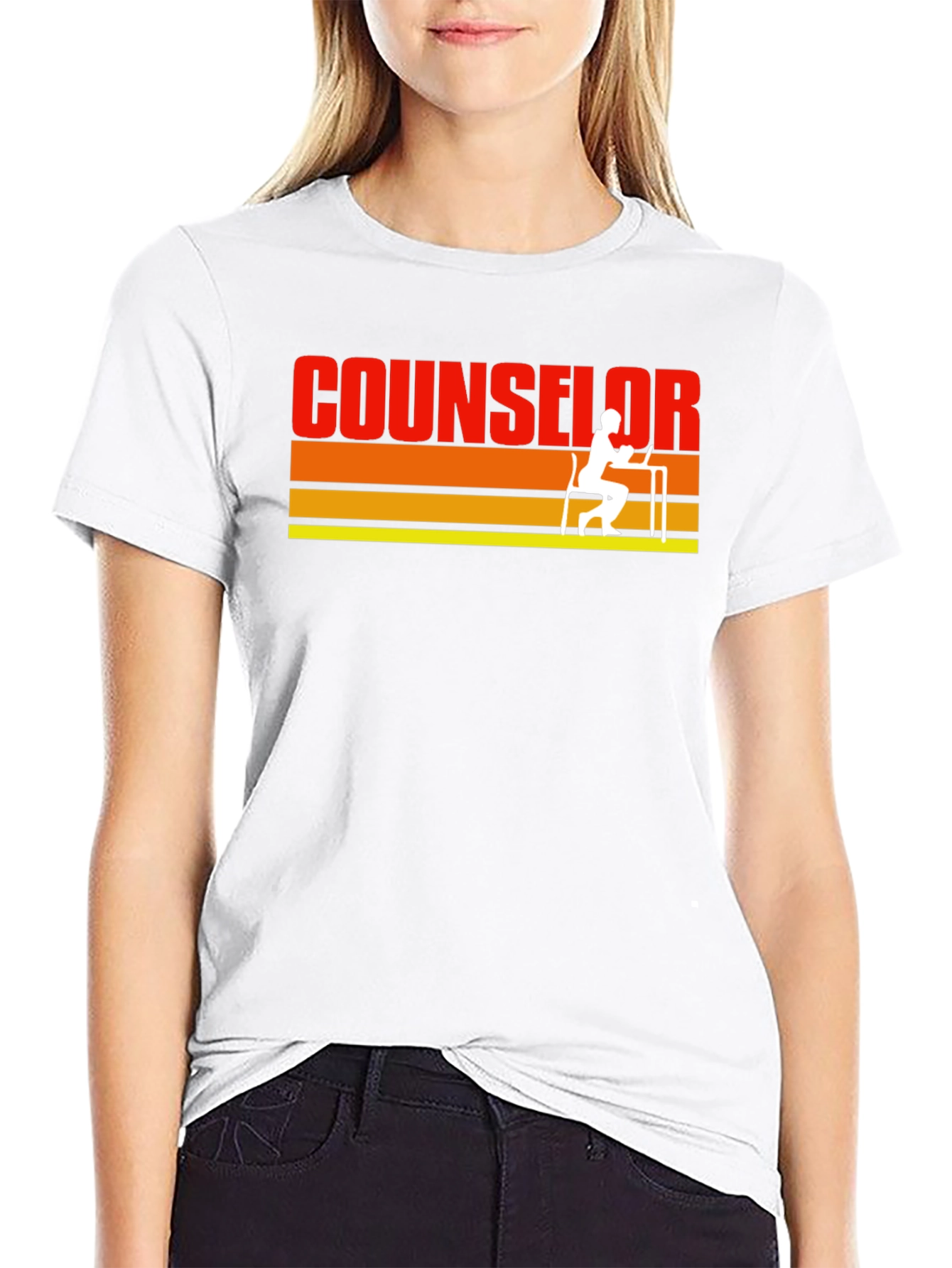 Counselor Retro Striped T-Shirt - Black