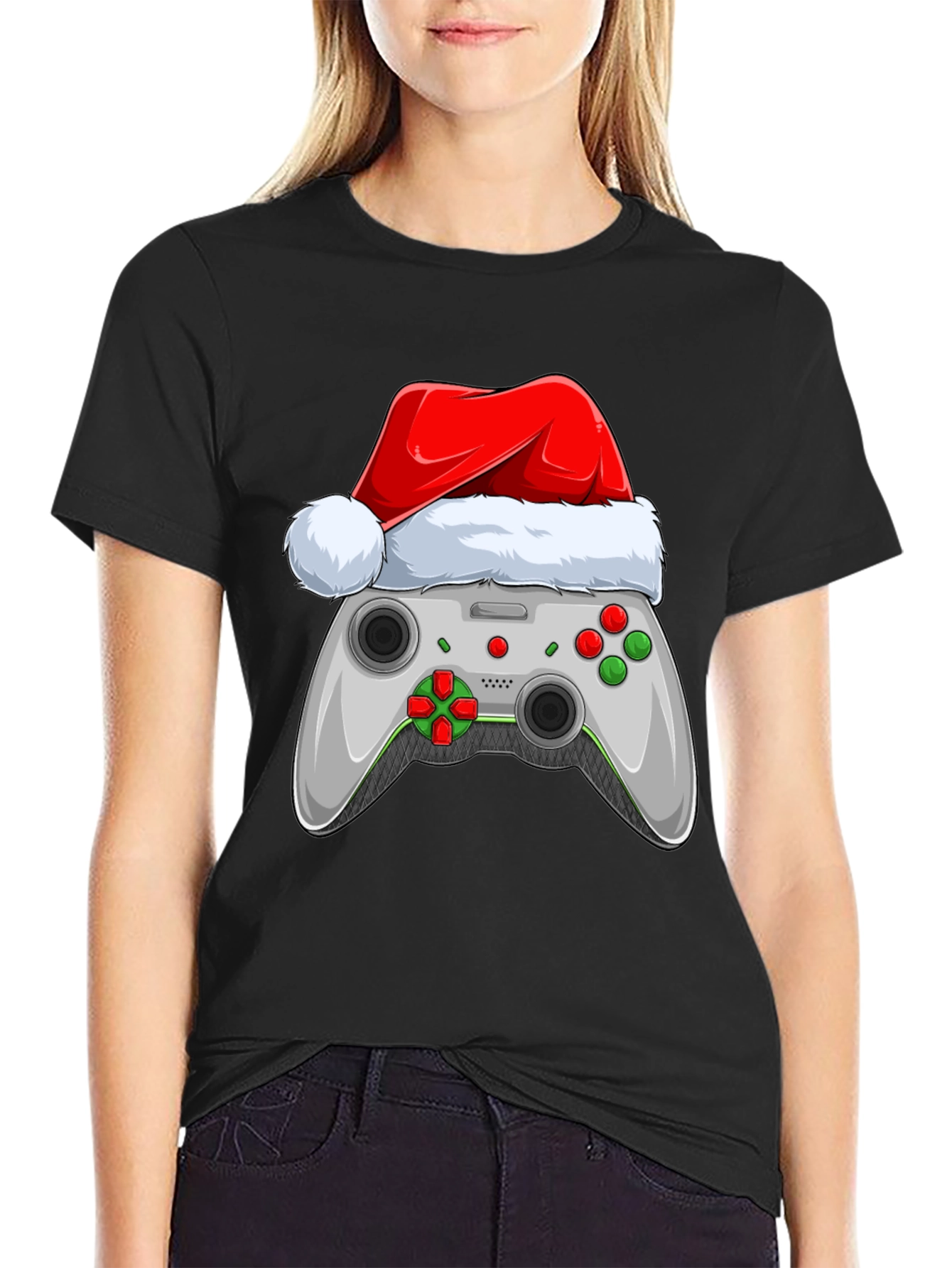Festive Gamer T-Shirt - Holiday Controller Design