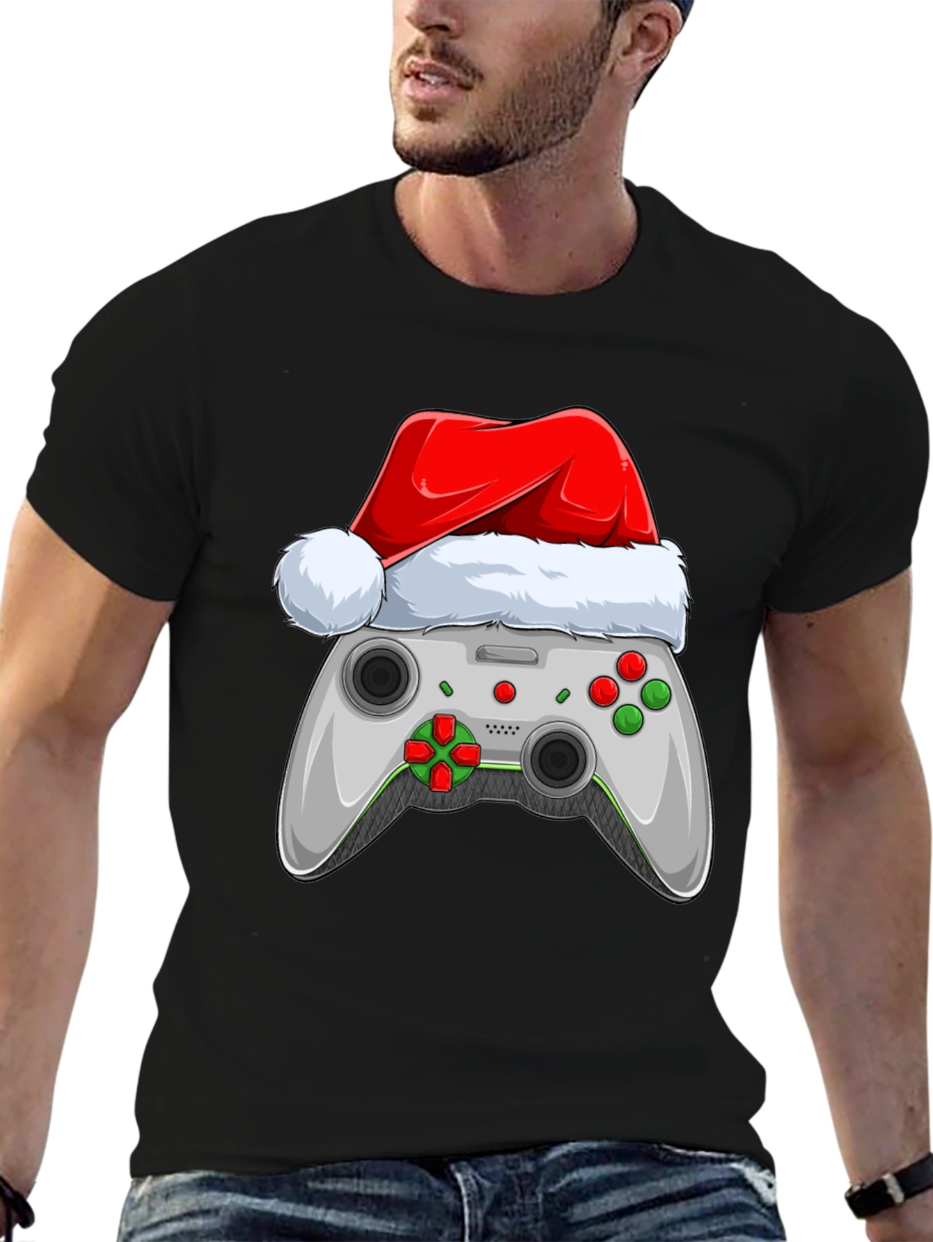 Festive Gamer T-Shirt - Holiday Controller Design