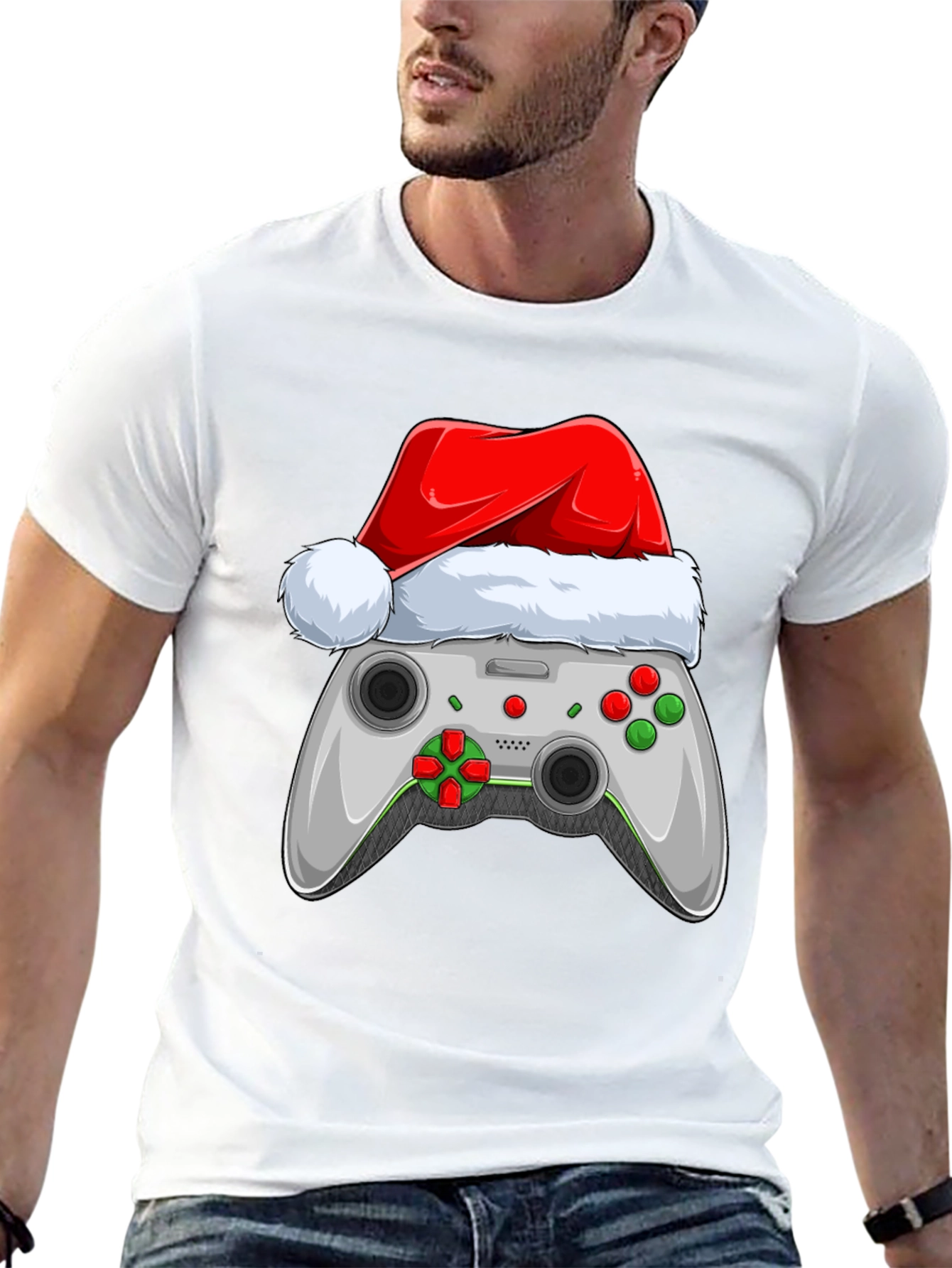 Festive Gamer T-Shirt - Holiday Controller Design