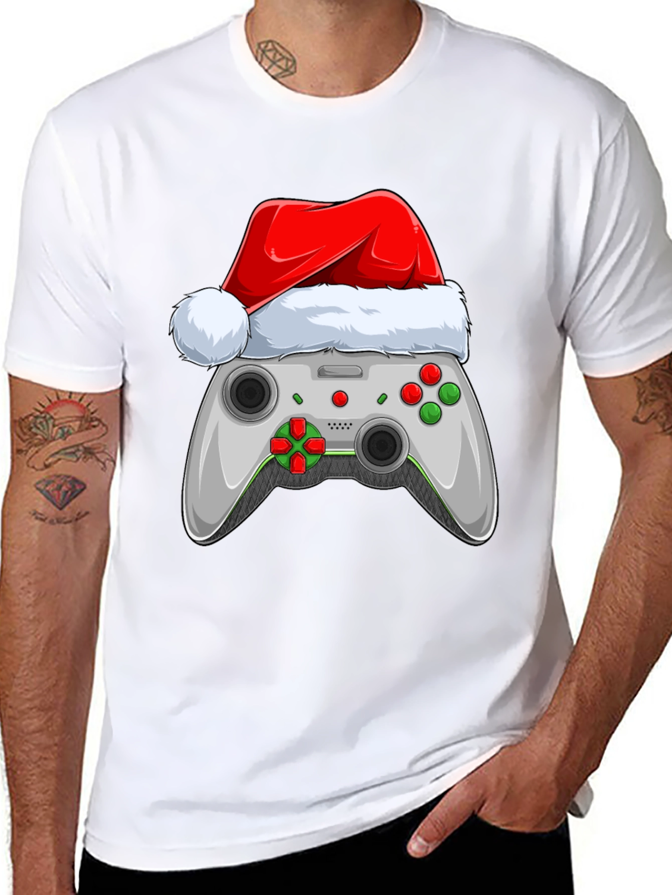 Festive Gamer T-Shirt - Holiday Controller Design