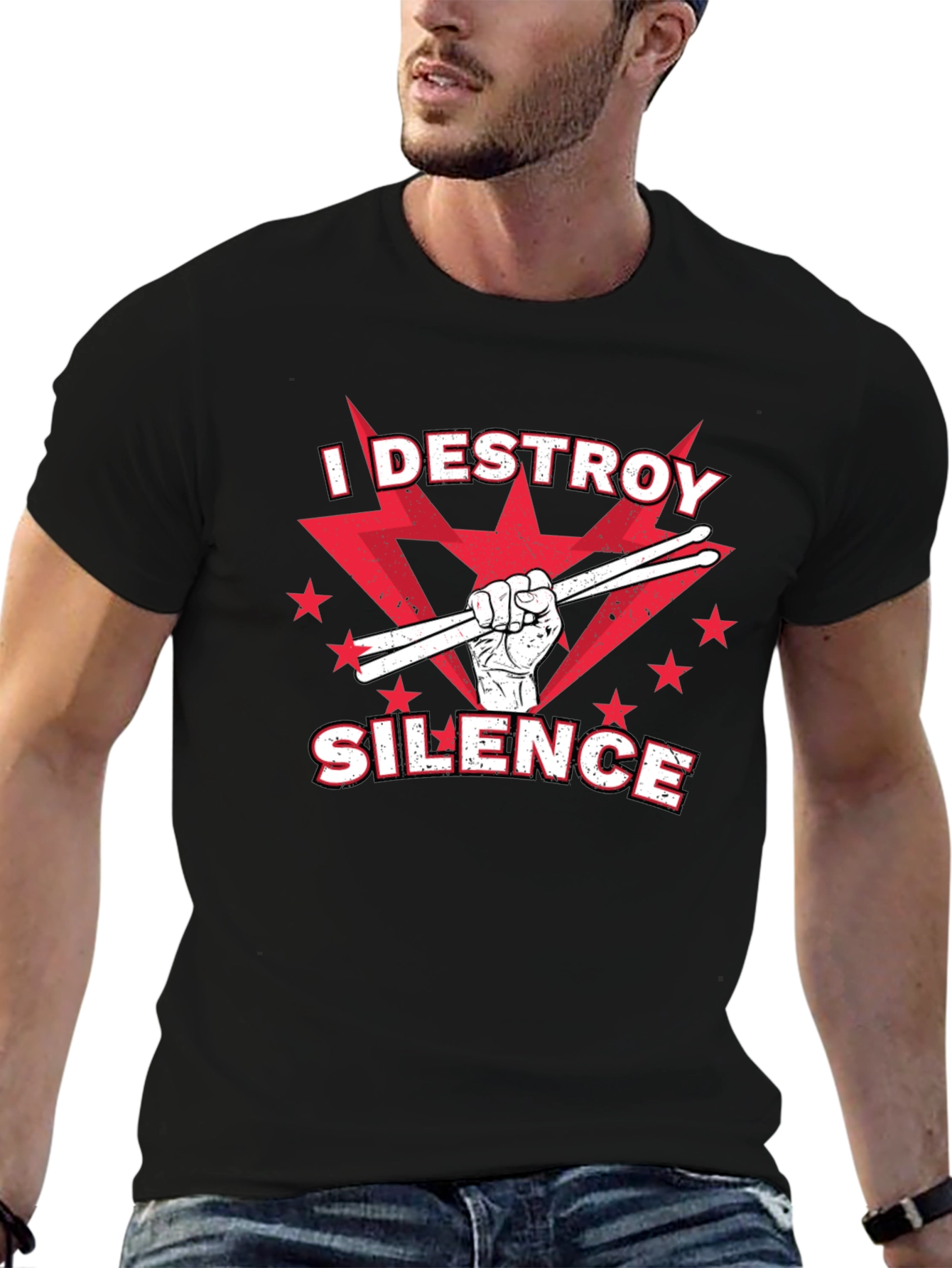 Destroy Silence T-Shirt - Drummer Graphic Tee