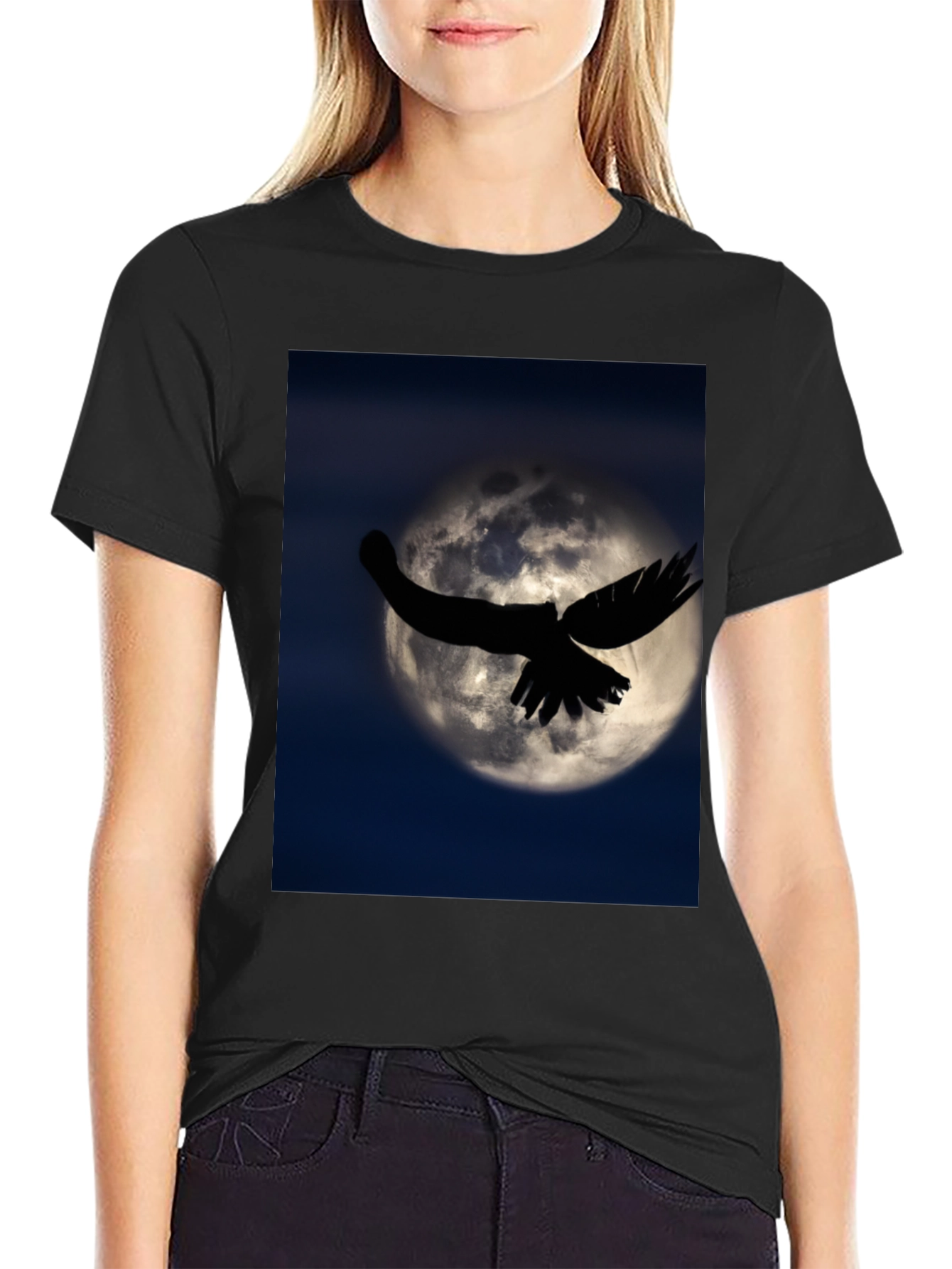Raven Moon Graphic Black T-Shirt