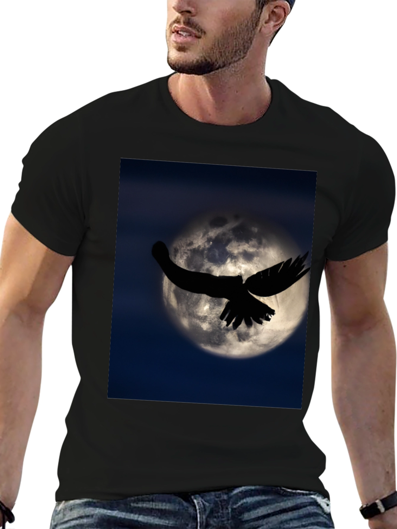 Raven Moon Graphic Black T-Shirt