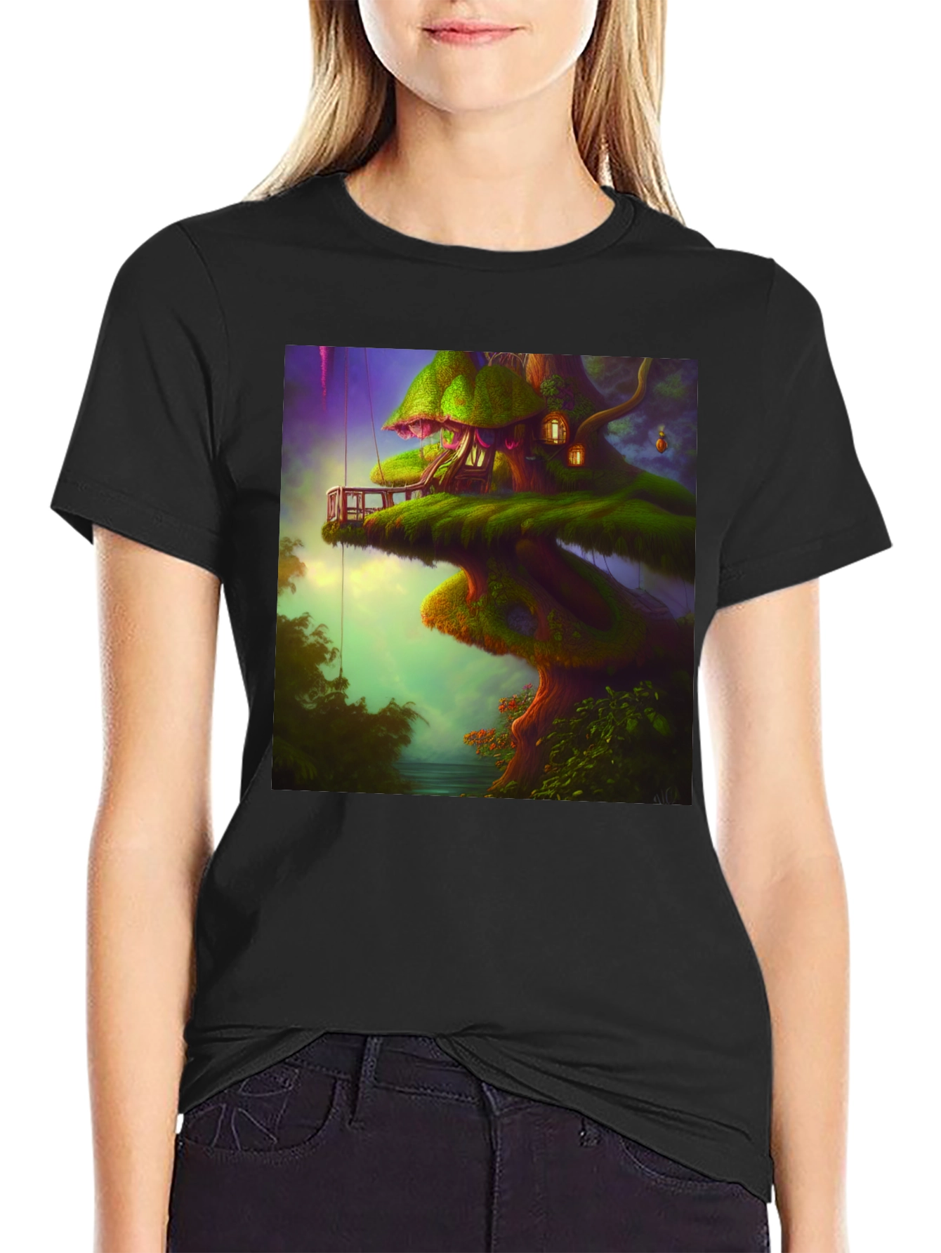 Whimsical Treehouse Graphic Tee - Unique Design