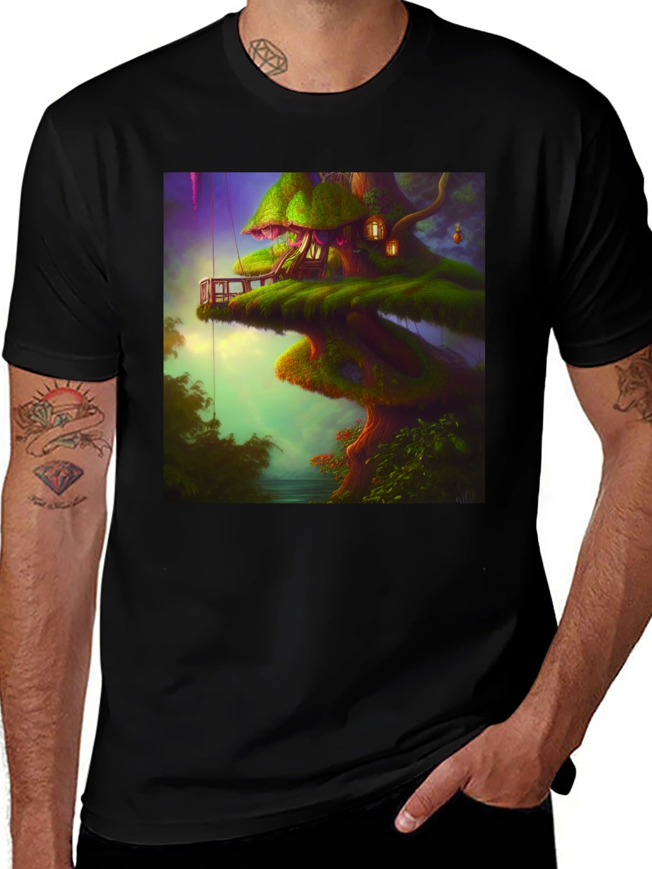Whimsical Treehouse Graphic Tee - Unique Design