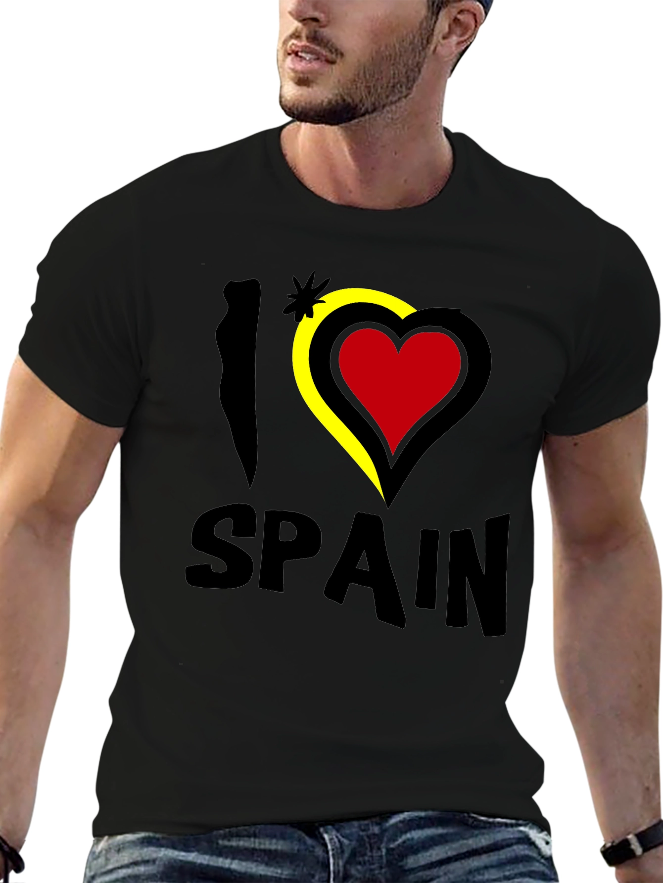 I Love Spain T-Shirt - Black Novelty Tee