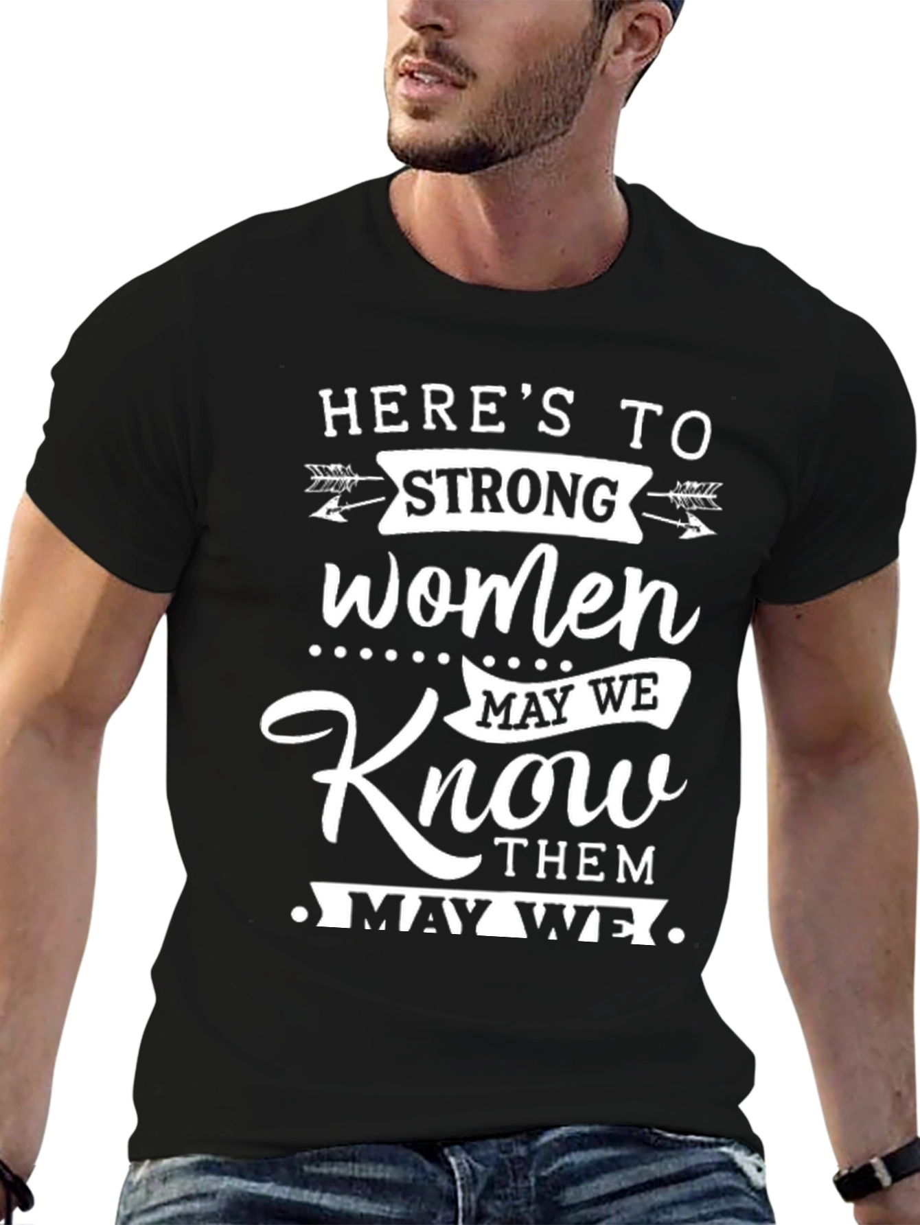 Heres to Strong Women Black Graphic Tee