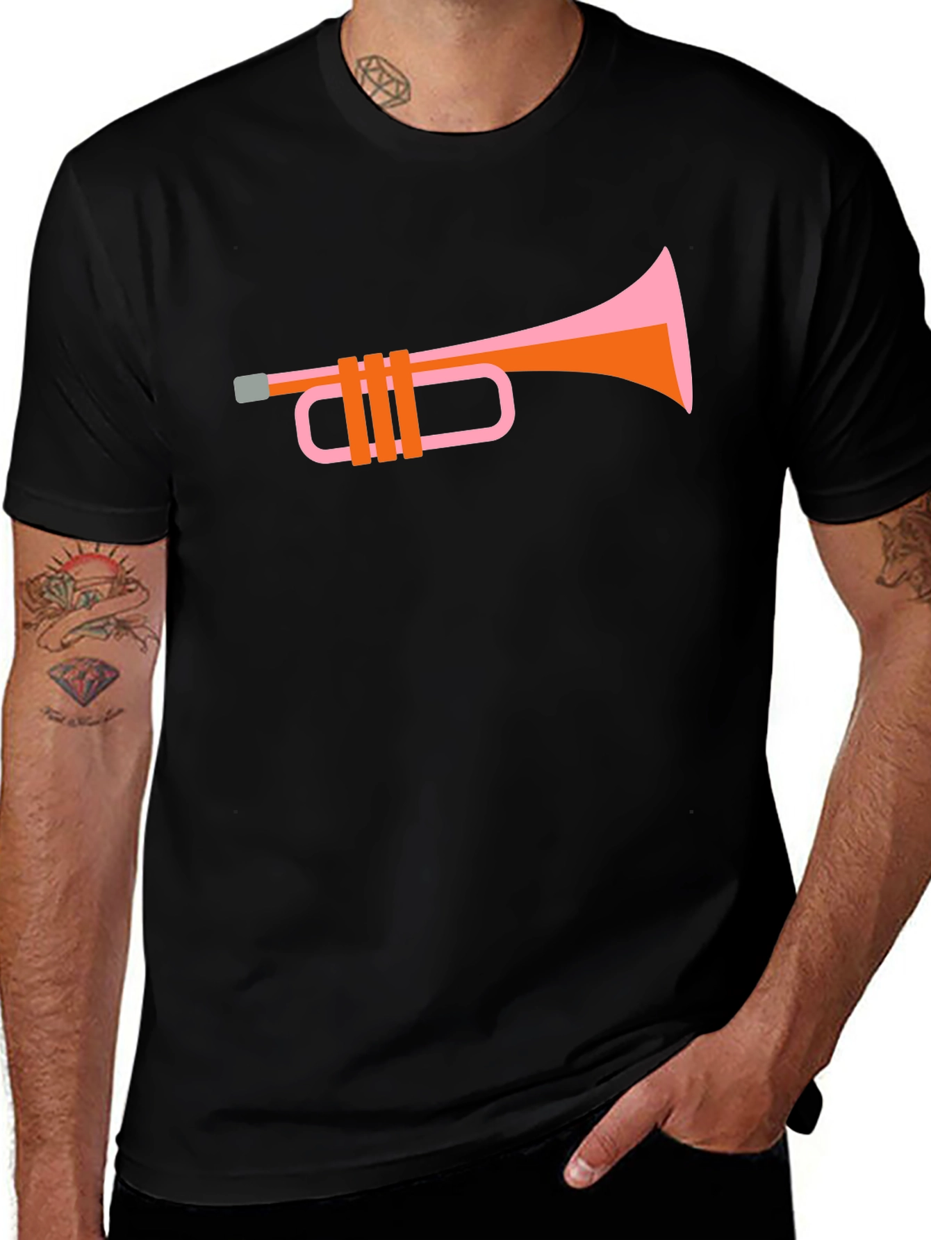 Retro Trumpet Graphic T-Shirt - Stylish Black Tee