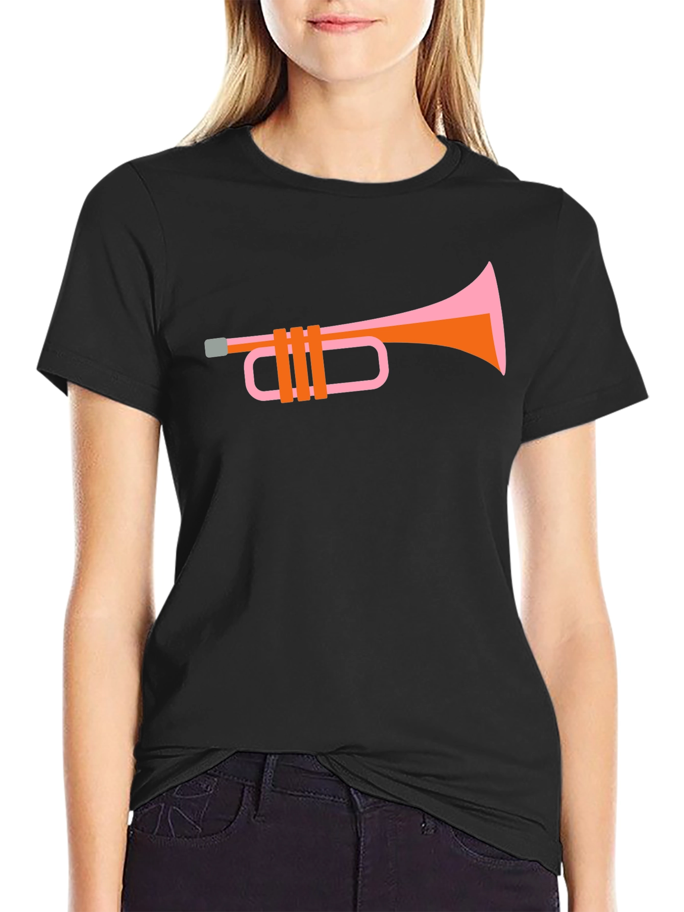 Retro Trumpet Graphic T-Shirt - Stylish Black Tee