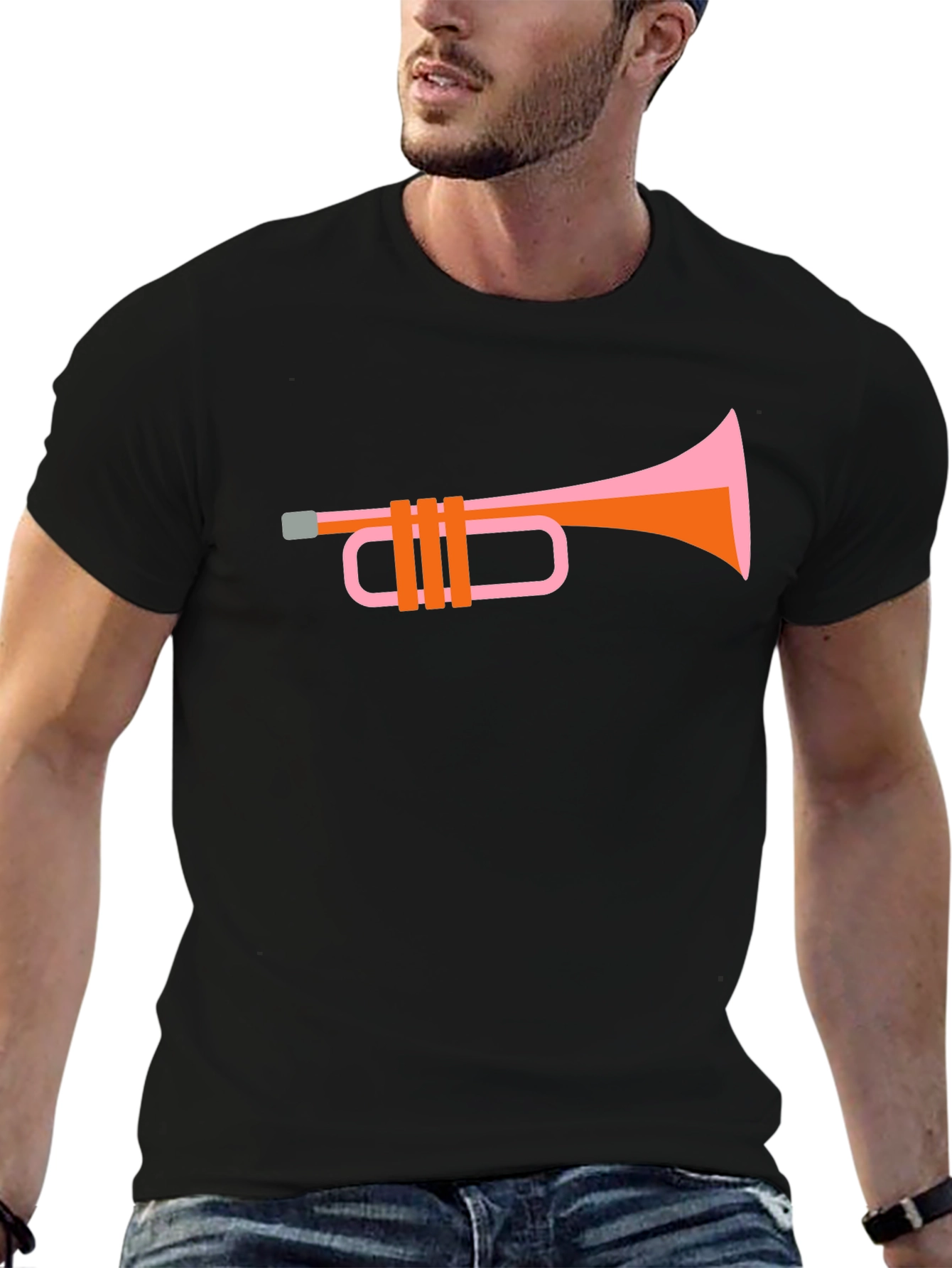 Retro Trumpet Graphic T-Shirt - Stylish Black Tee
