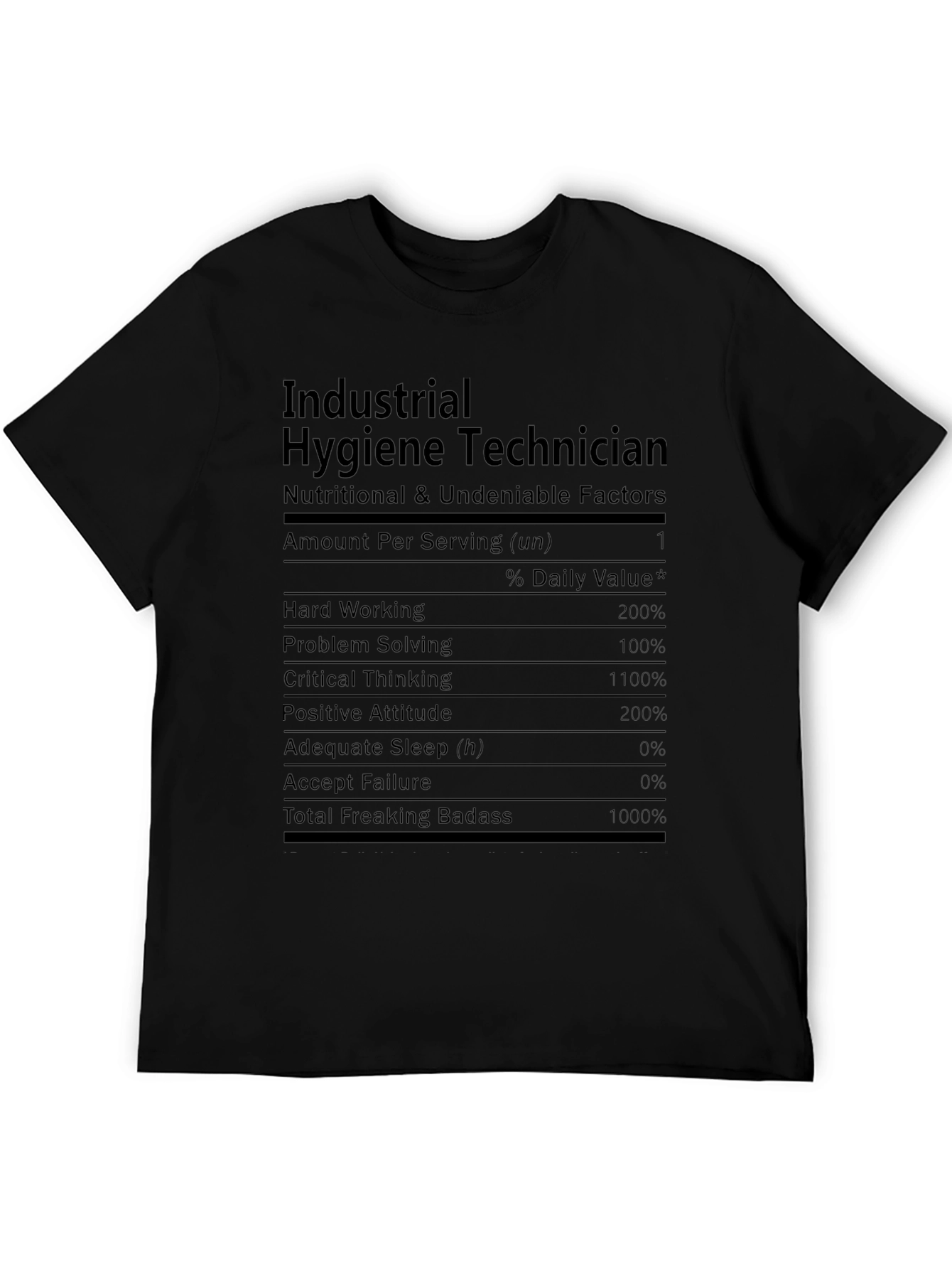 Industrial Hygiene Technician Nutrition Facts T-Shirt