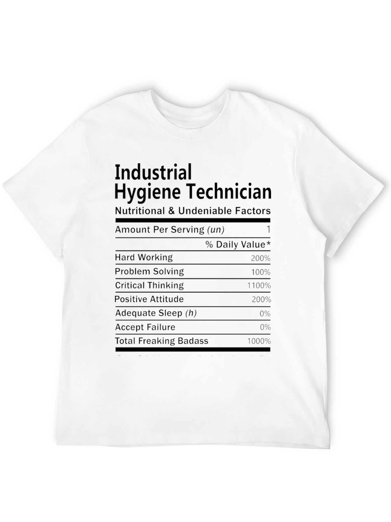 Industrial Hygiene Technician Nutrition Facts T-Shirt
