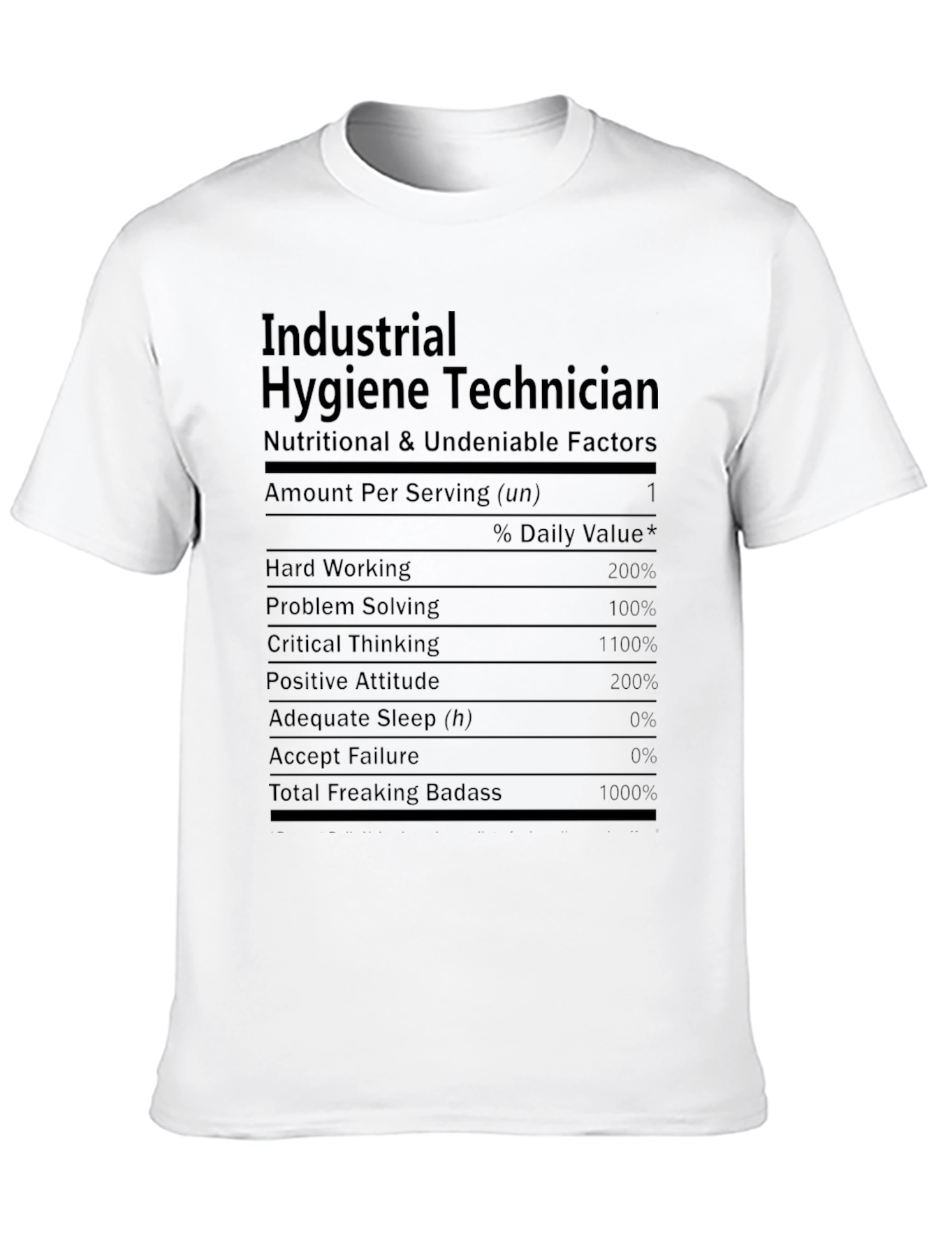 Industrial Hygiene Technician Nutrition Facts T-Shirt
