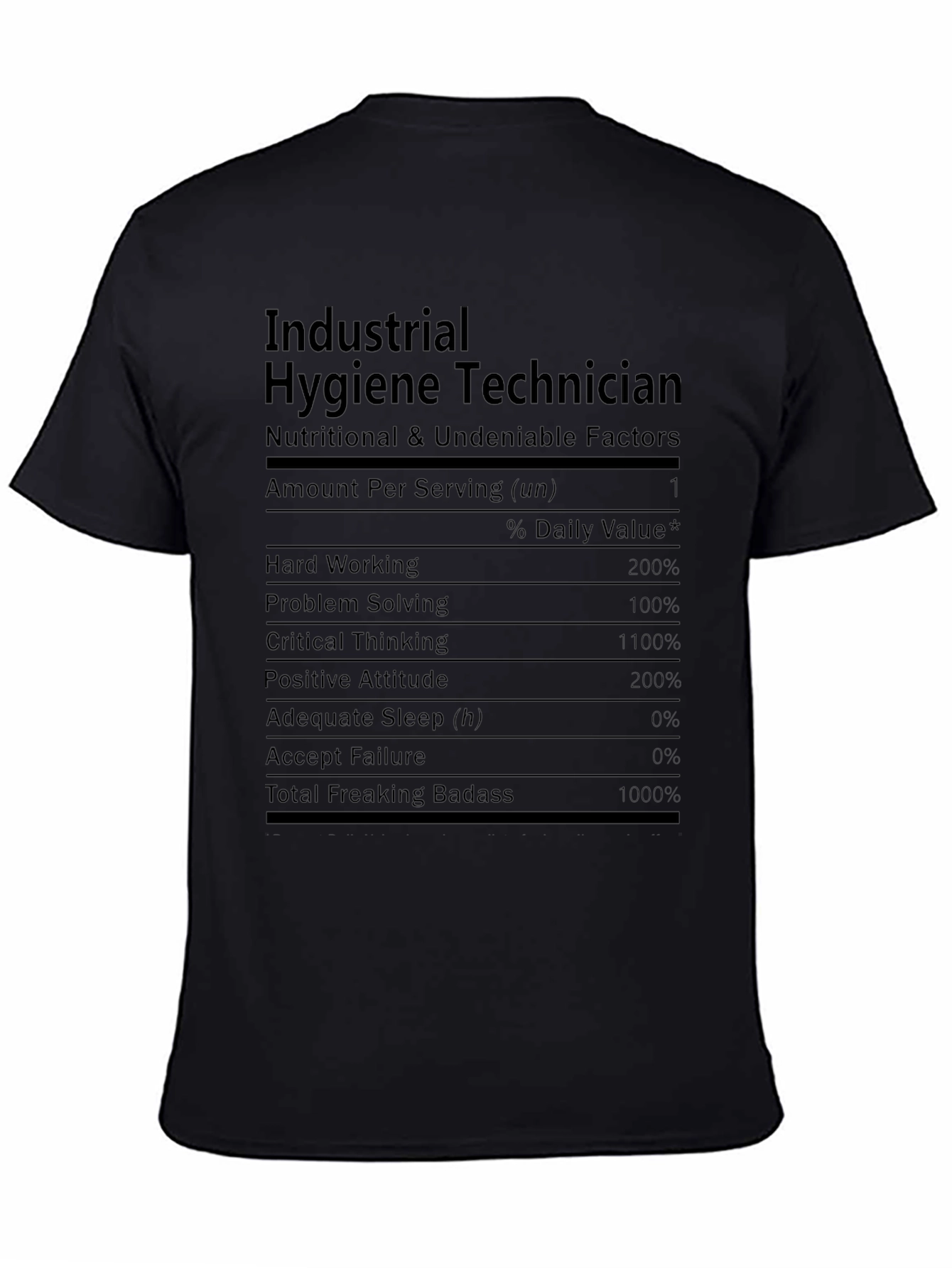 Industrial Hygiene Technician Nutrition Facts T-Shirt
