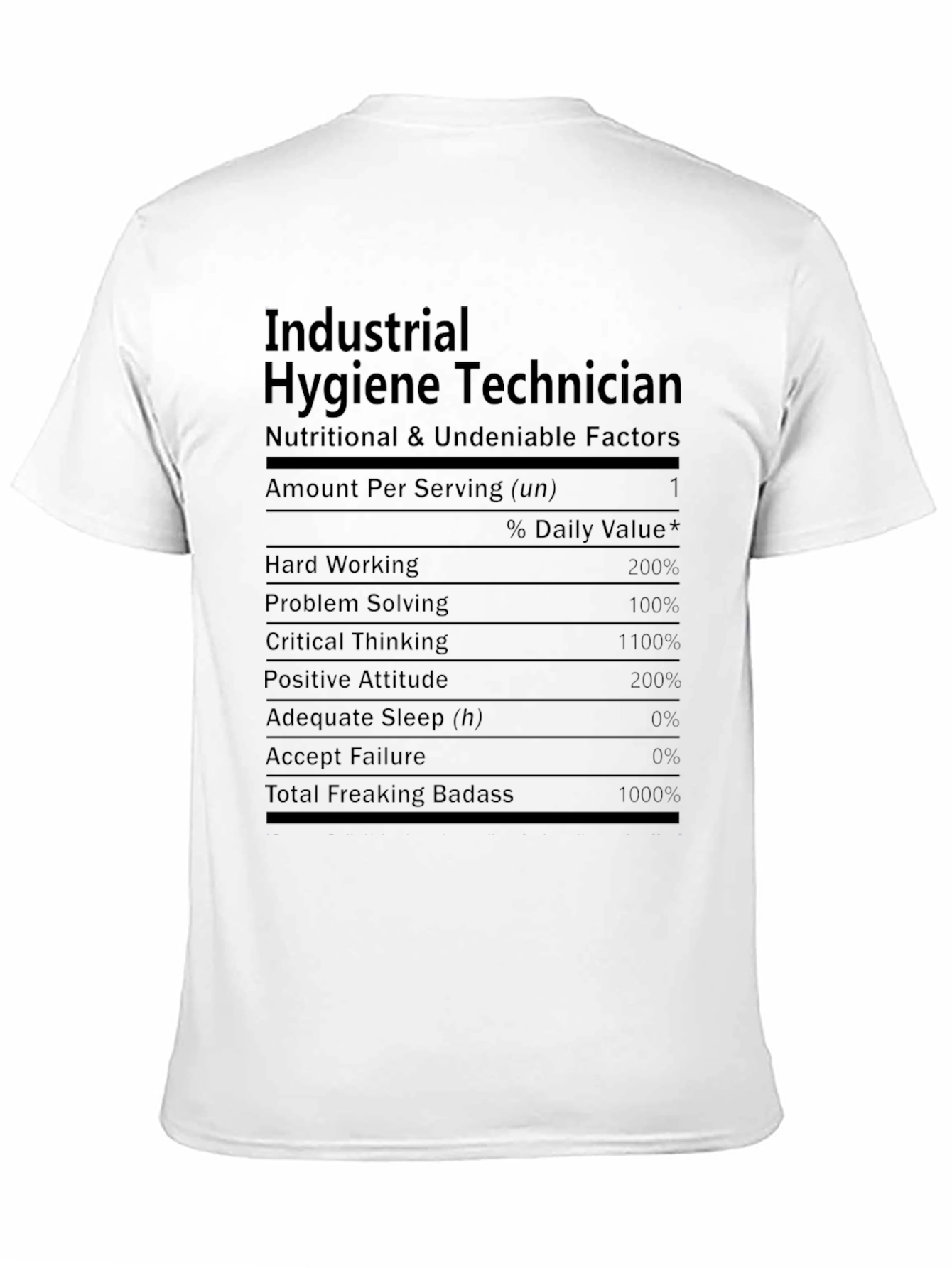 Industrial Hygiene Technician Nutrition Facts T-Shirt