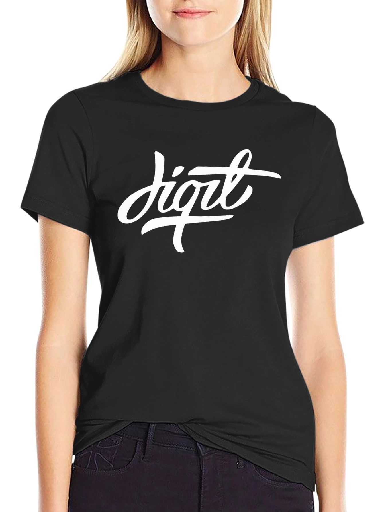 Digit Graphic Print Black T-Shirt