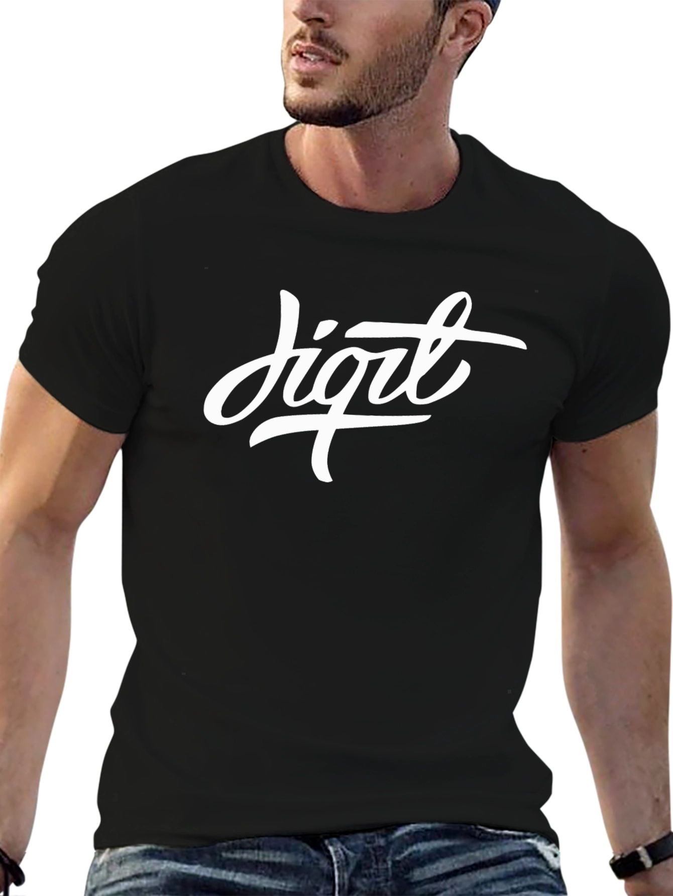 Digit Graphic Print Black T-Shirt
