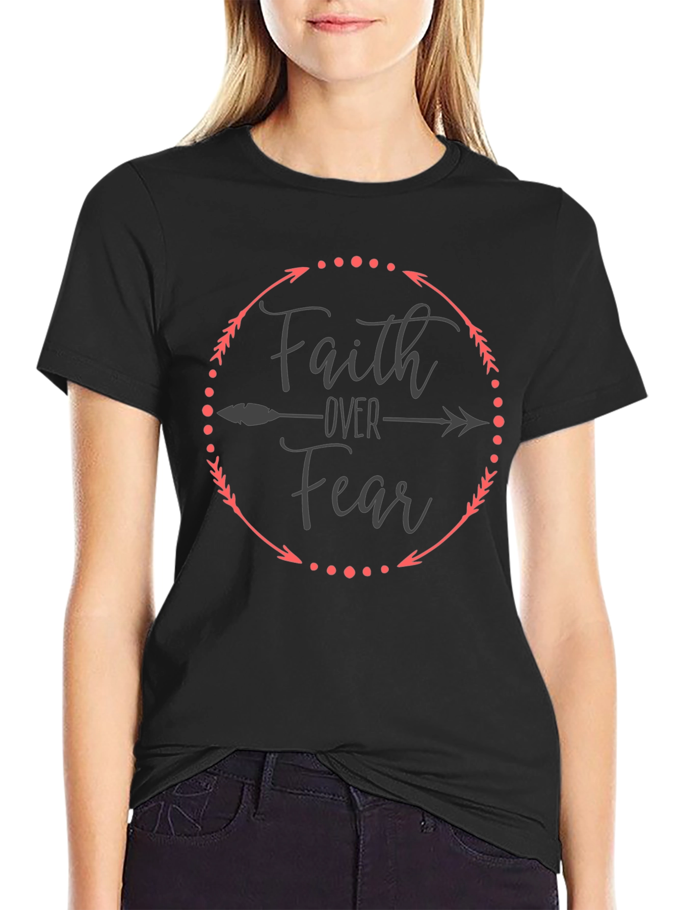 Faith Over Fear Graphic Tee - Black Cotton T-Shirt