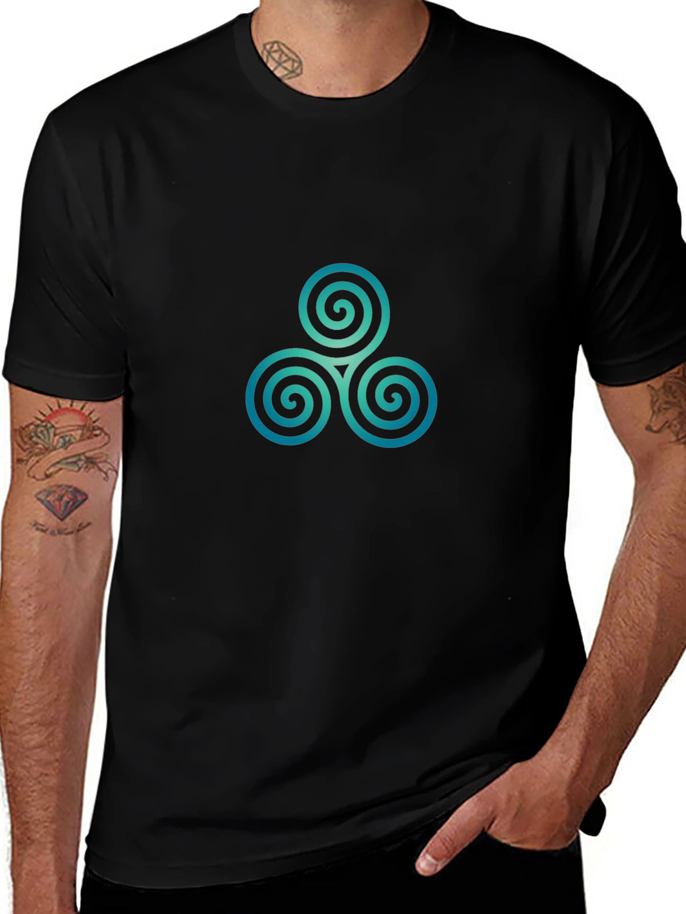 Triskele Spiral Graphic Tee - Black Cotton Blend