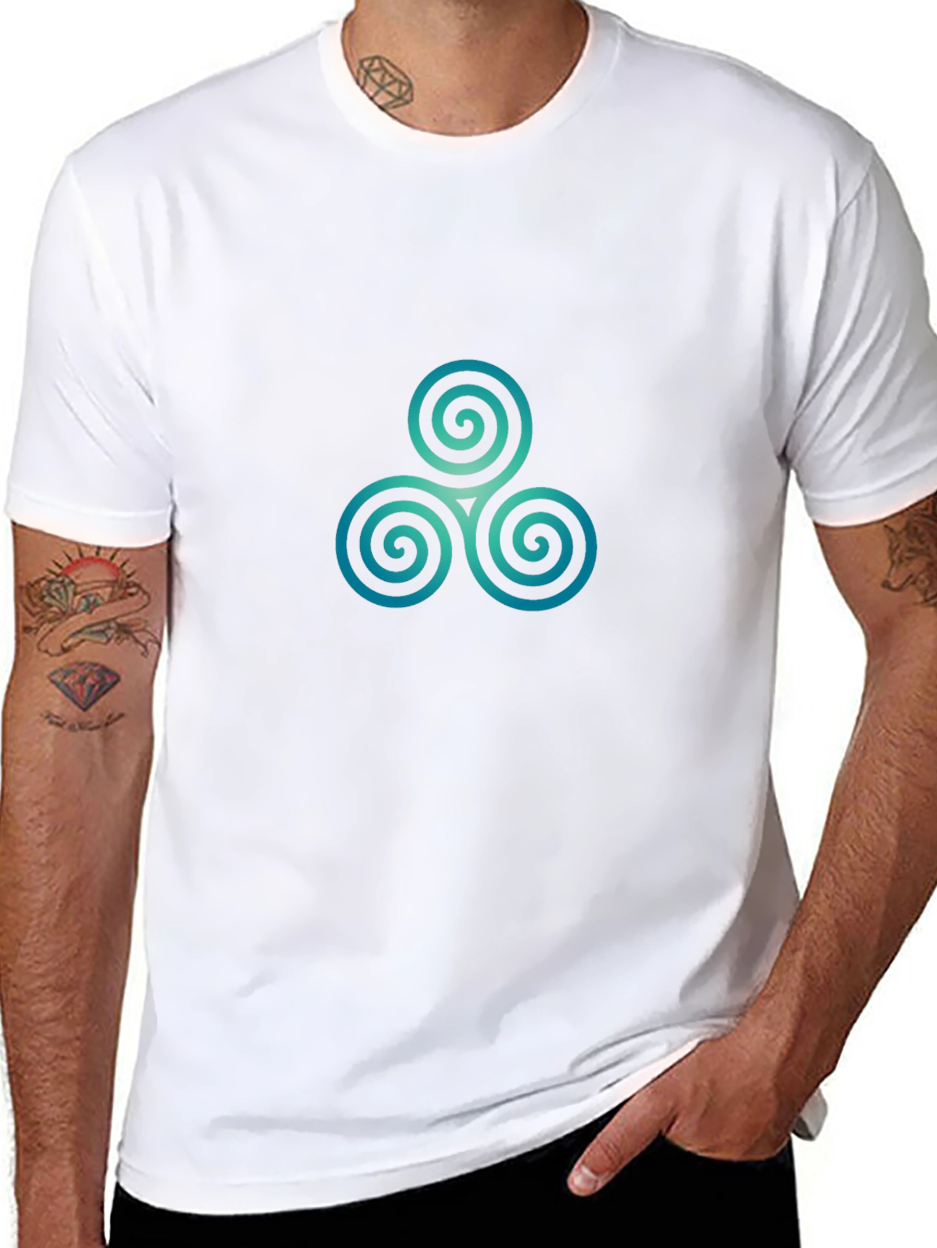 Triskele Spiral Graphic Tee - Black Cotton Blend