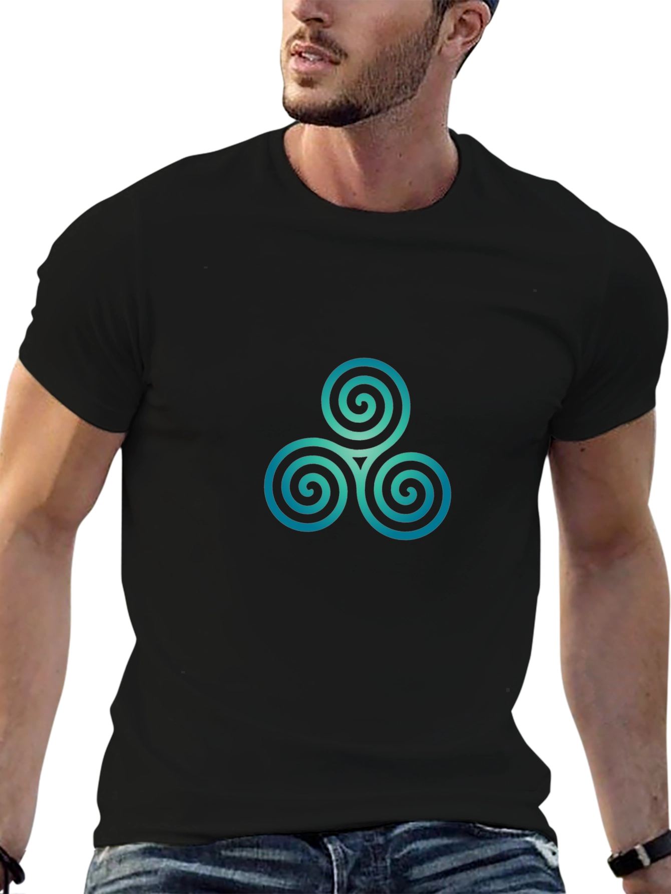 Triskele Spiral Graphic Tee - Black Cotton Blend