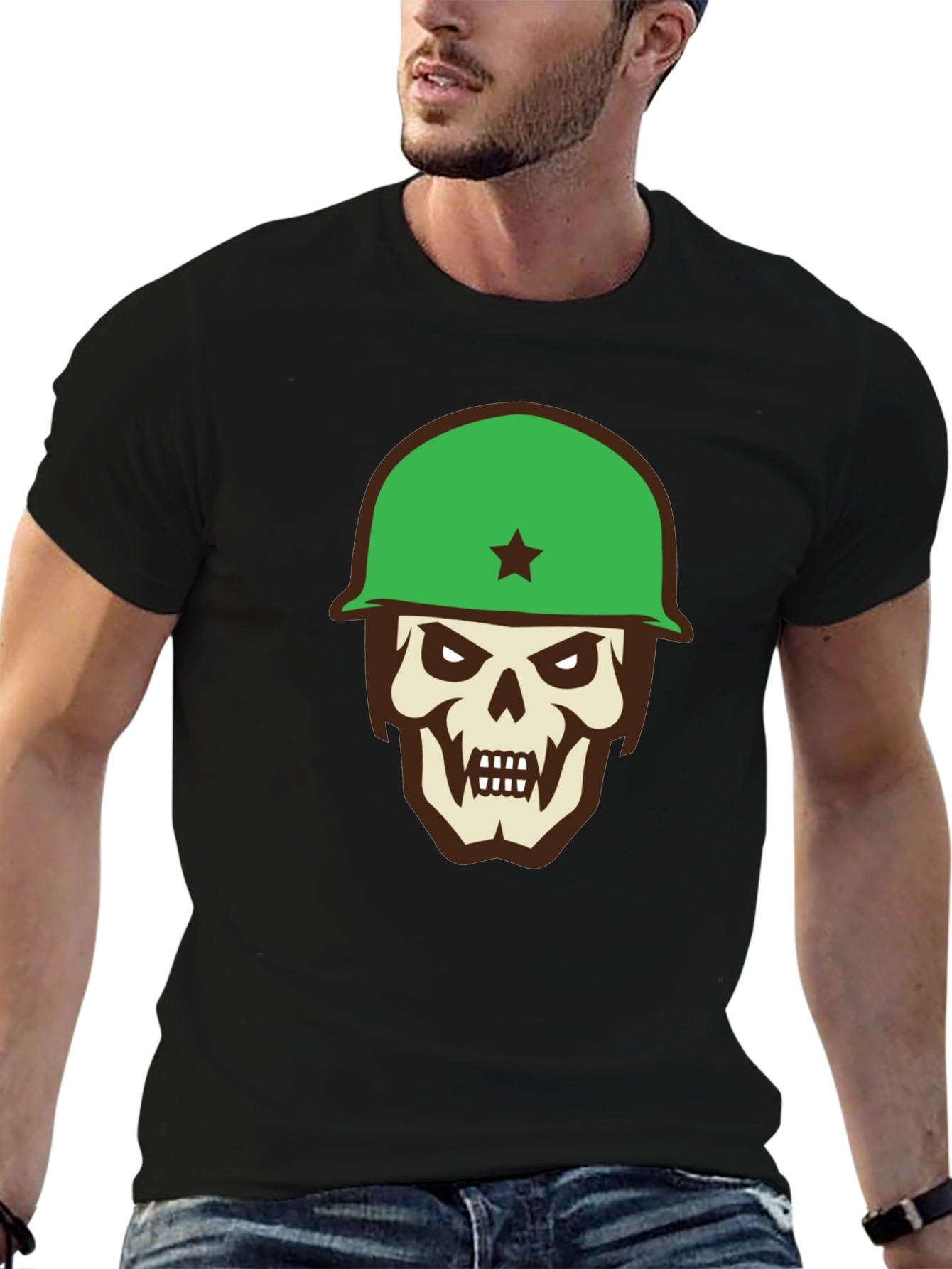 Skull Soldier Graphic Tee - Black