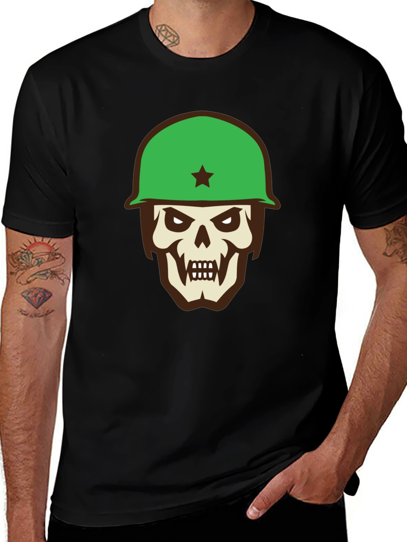 Skull Soldier Graphic Tee - Black
