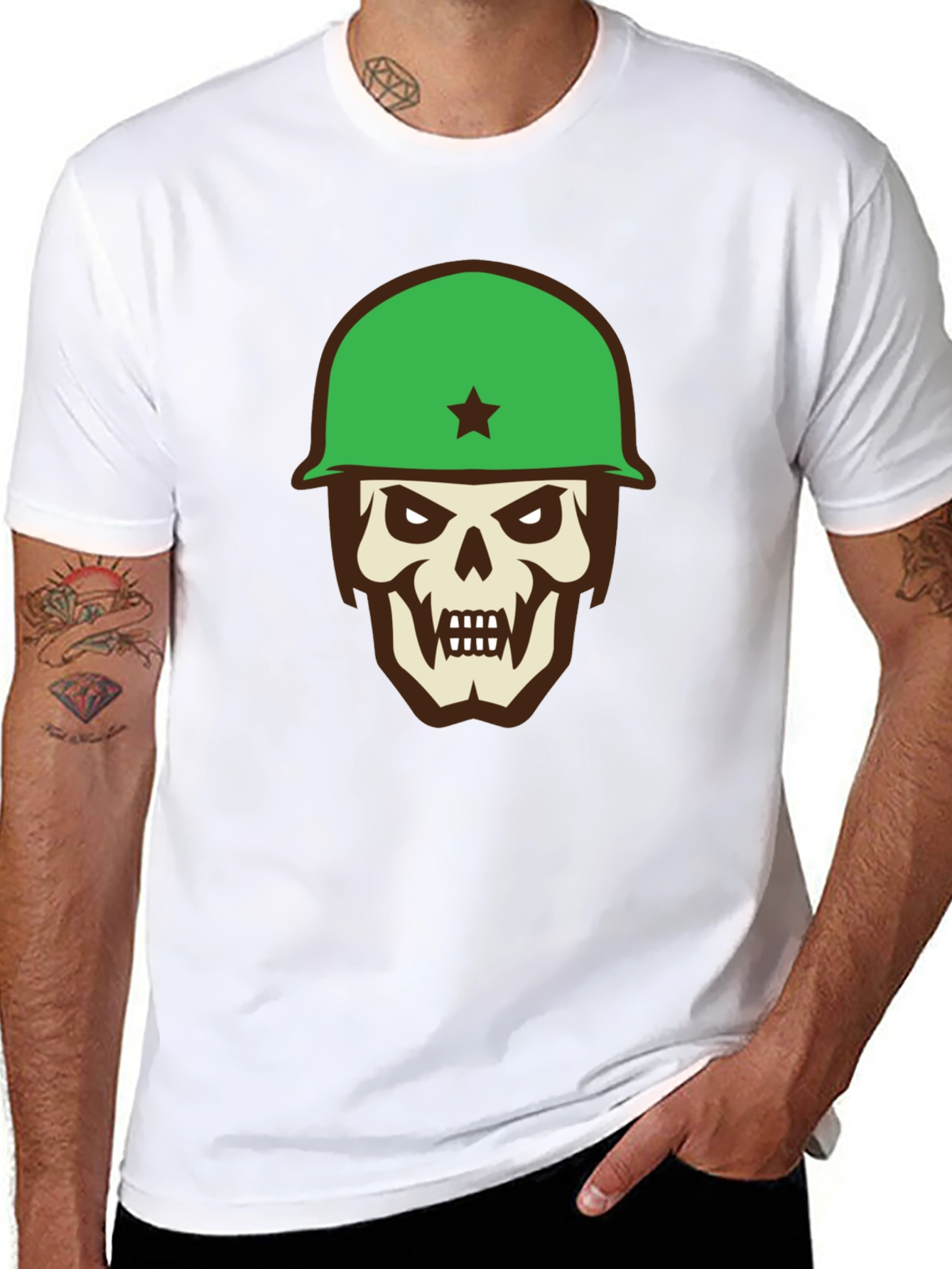 Skull Soldier Graphic Tee - Black