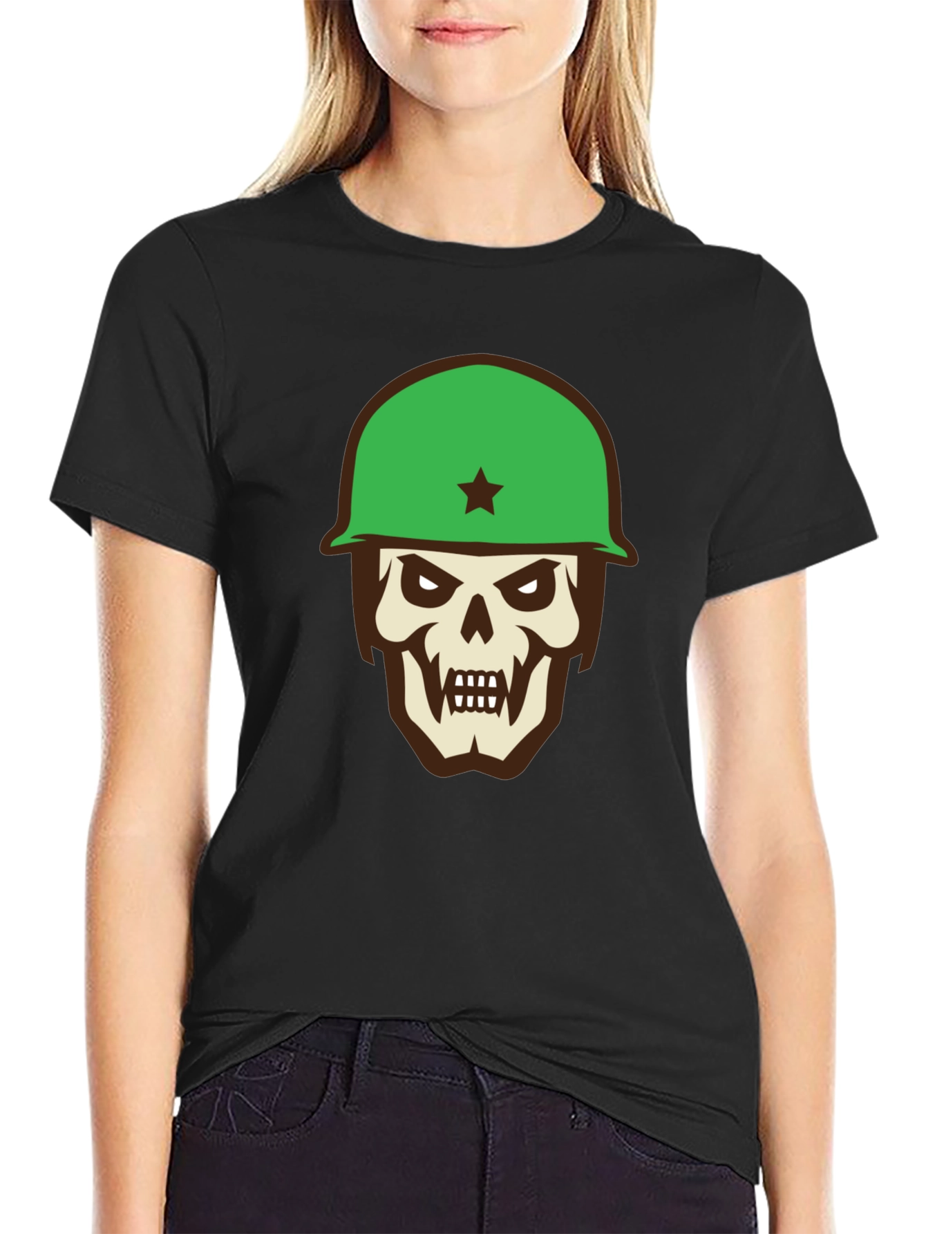 Skull Soldier Graphic Tee - Black