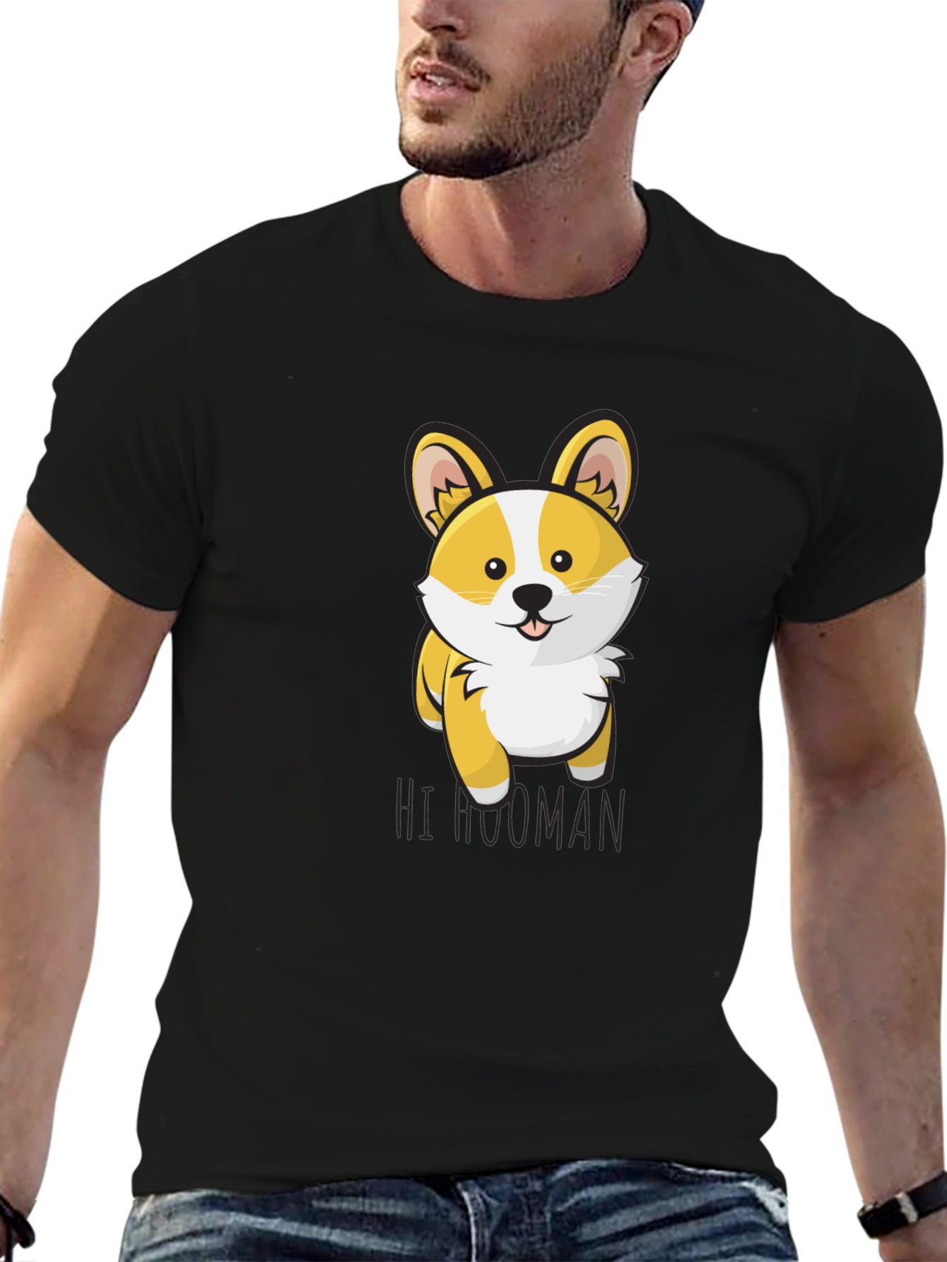 Cute Corgi Hi Human Graphic T-Shirt