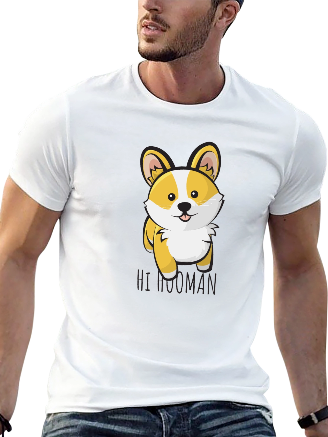Cute Corgi Hi Human Graphic T-Shirt