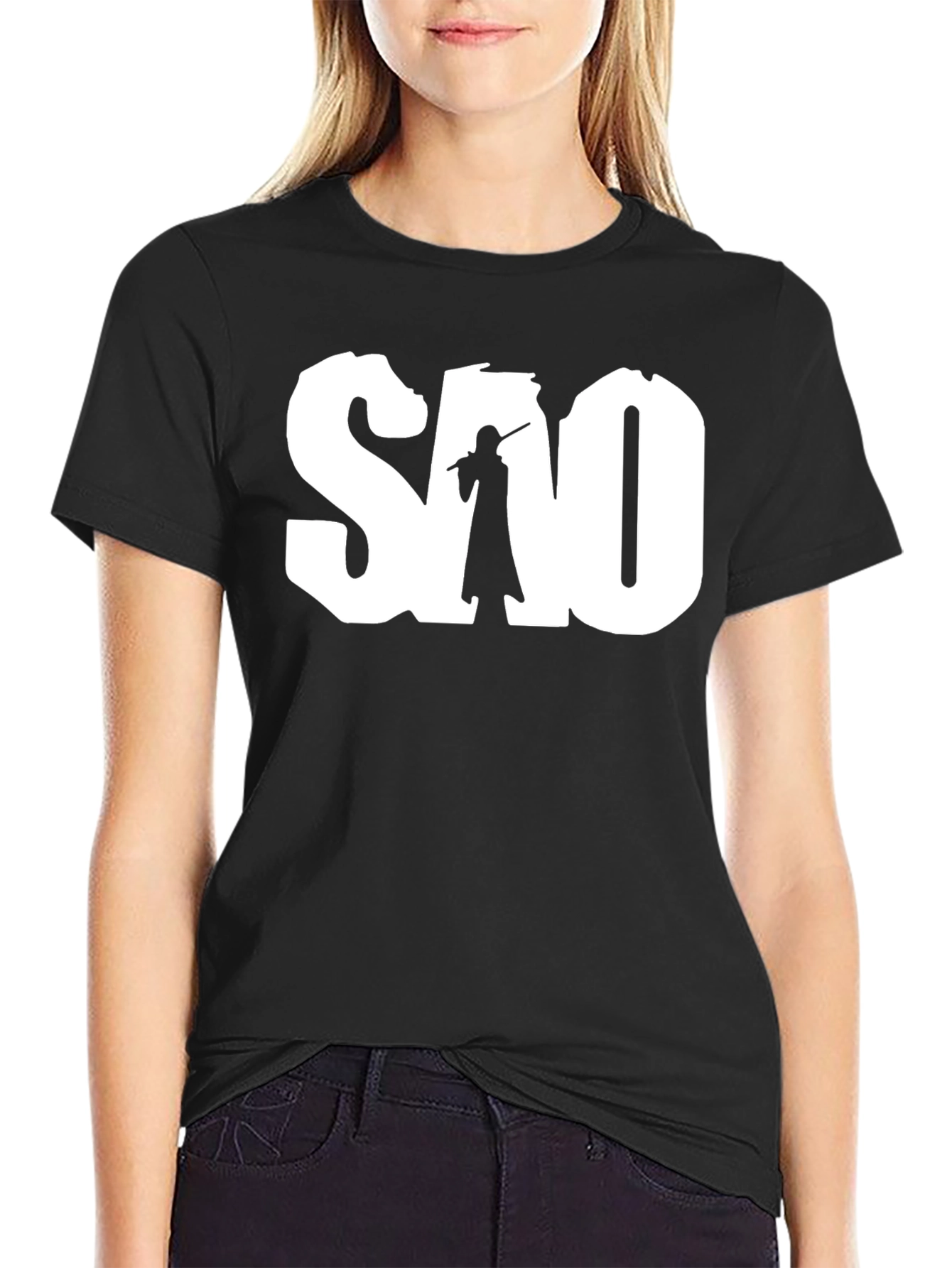 SAO Anime Graphic Tee - Black Cotton T-Shirt