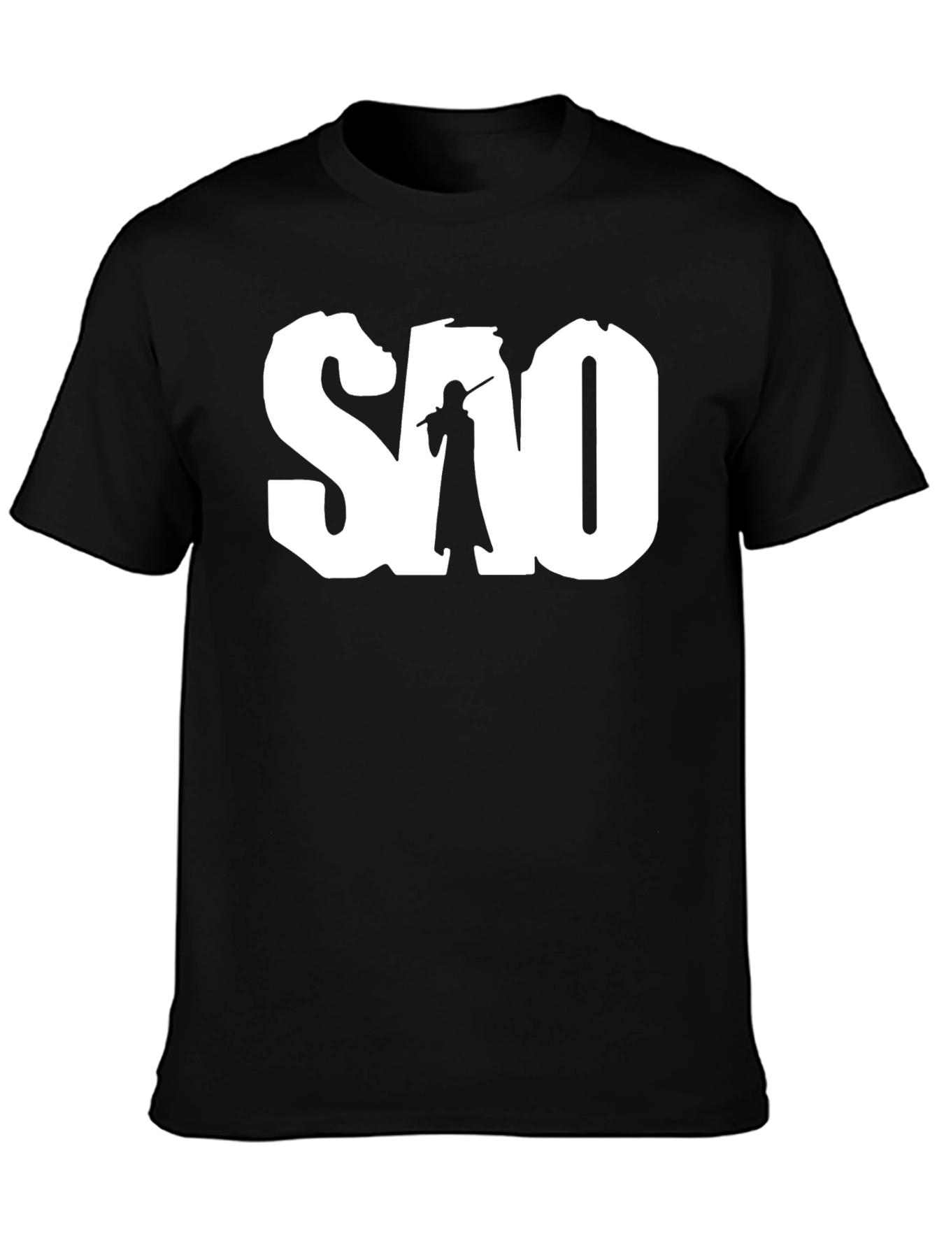 SAO Anime Graphic Tee - Black Cotton T-Shirt