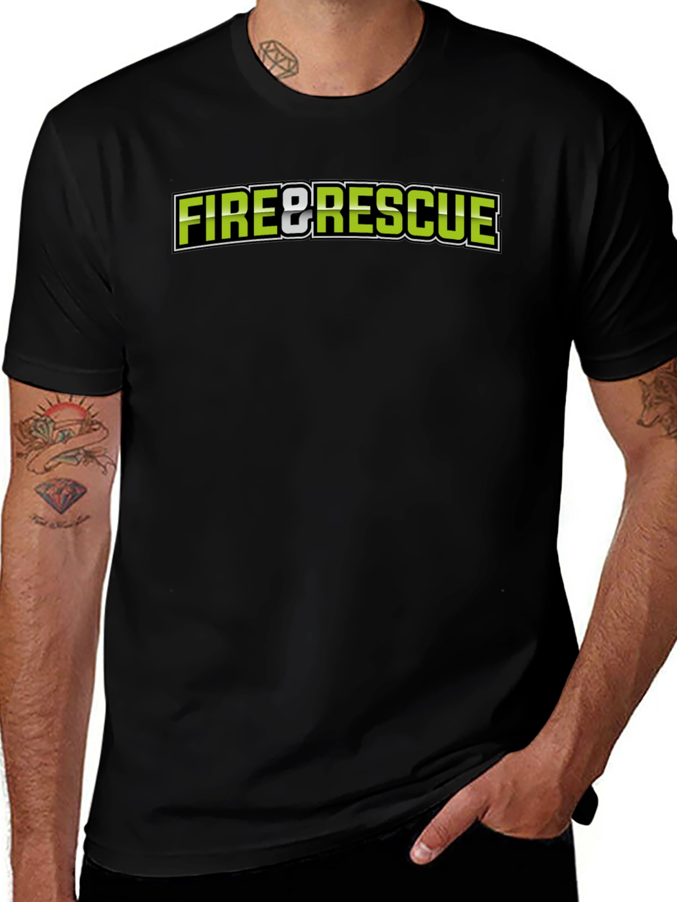 Fire & Rescue Black Graphic T-Shirt