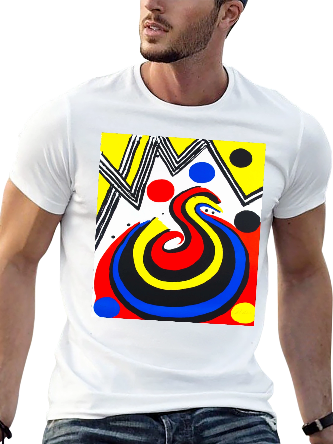 Abstract Art Graphic Print Tee - Black