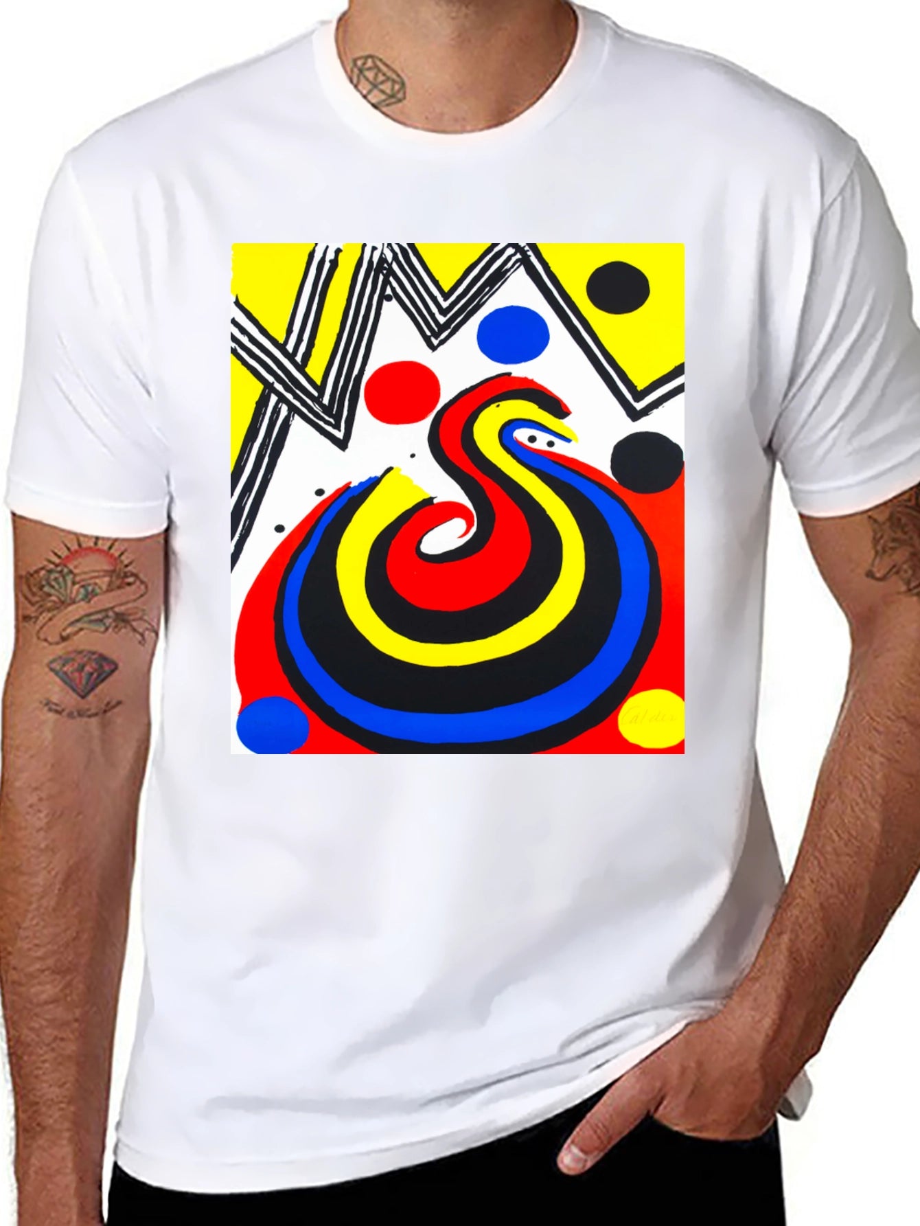 Abstract Art Graphic Print Tee - Black