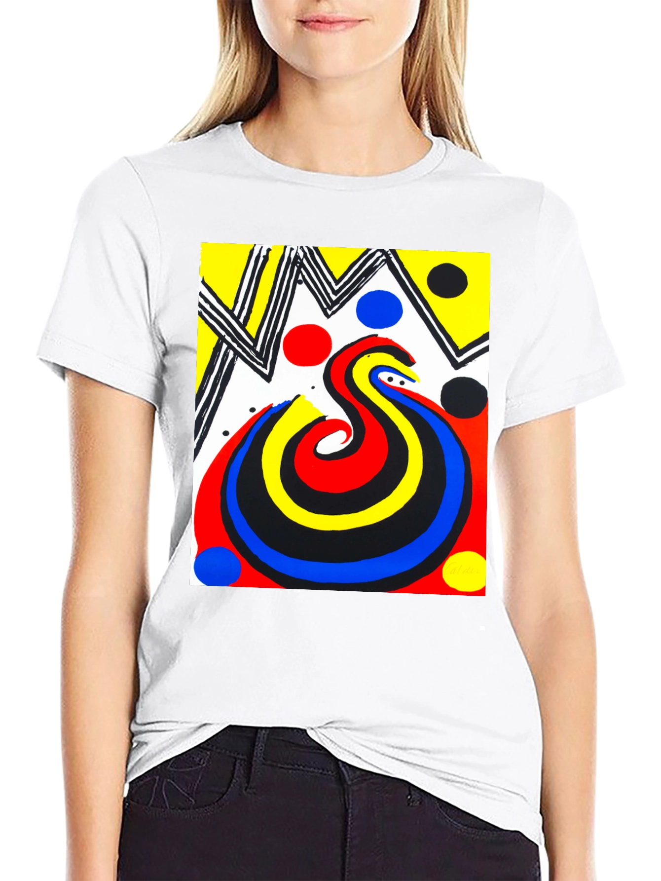 Abstract Art Graphic Print Tee - Black