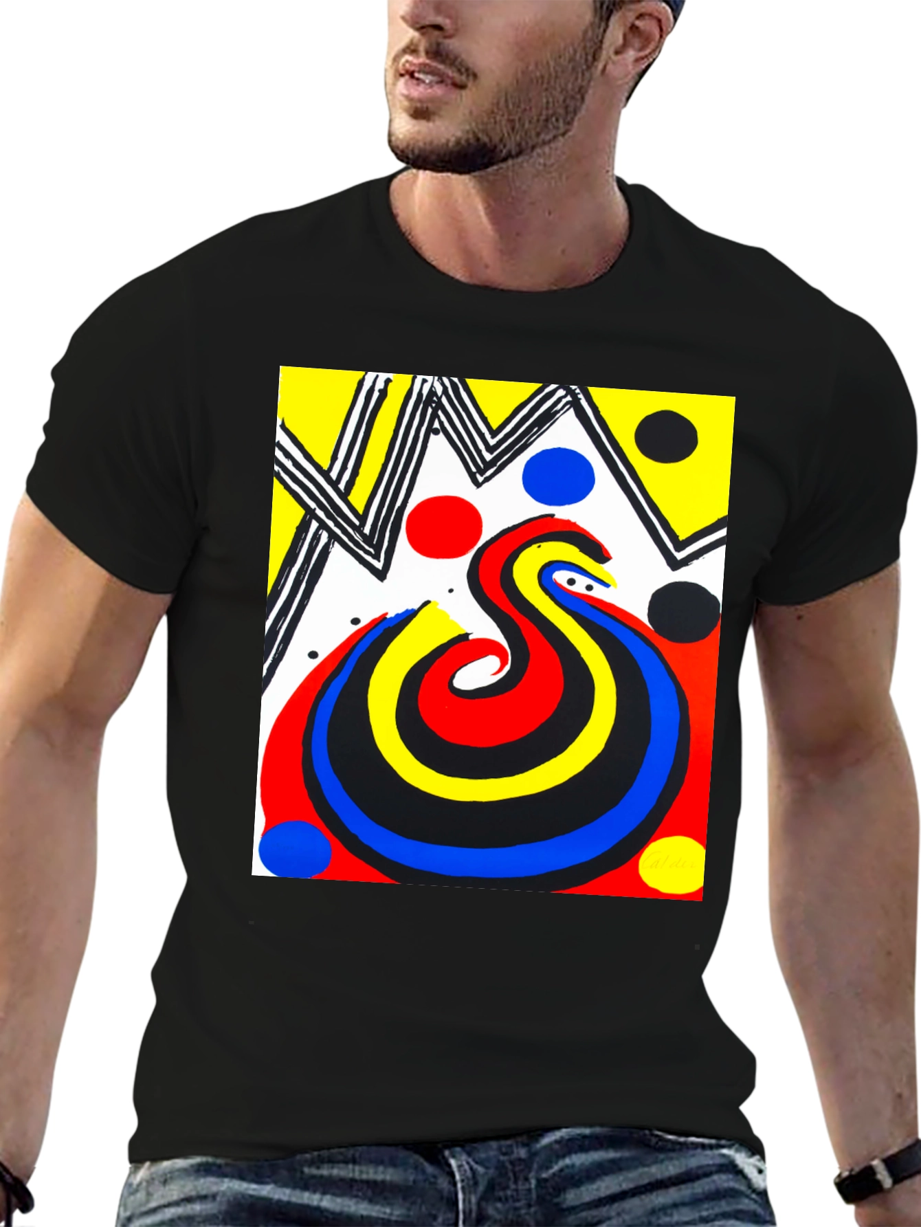 Abstract Art Graphic Print Tee - Black