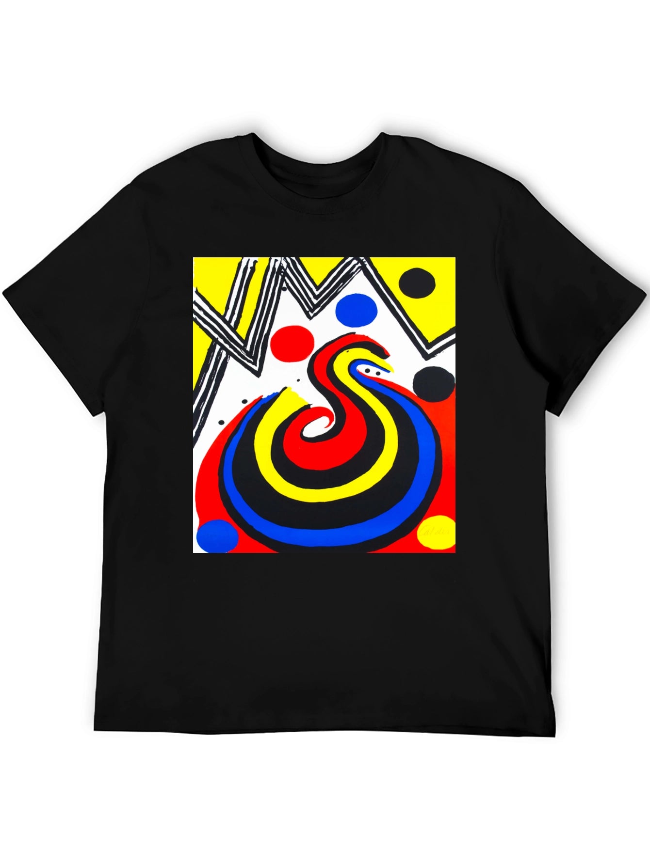 Abstract Art Graphic Print Tee - Black