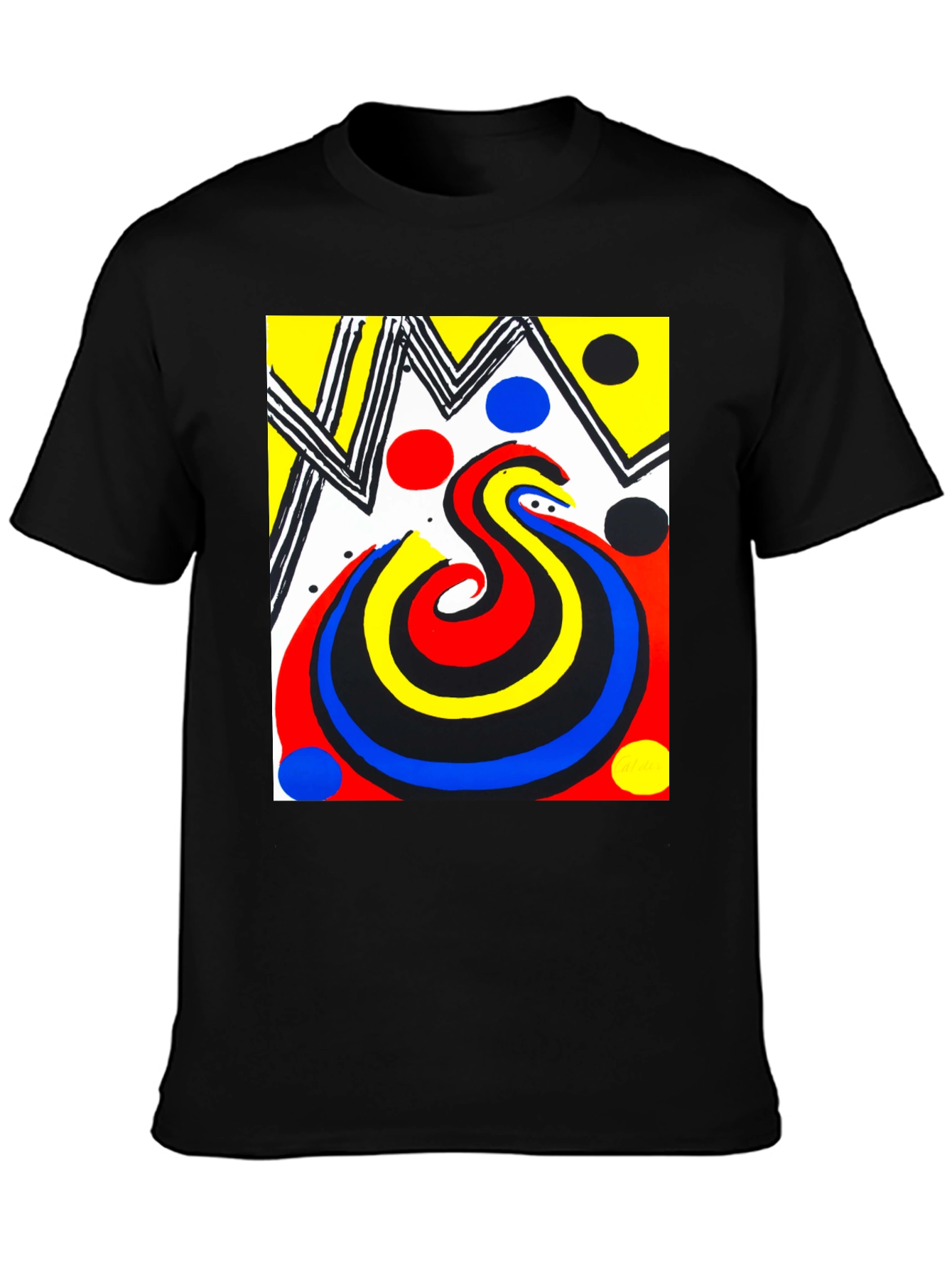 Abstract Art Graphic Print Tee - Black